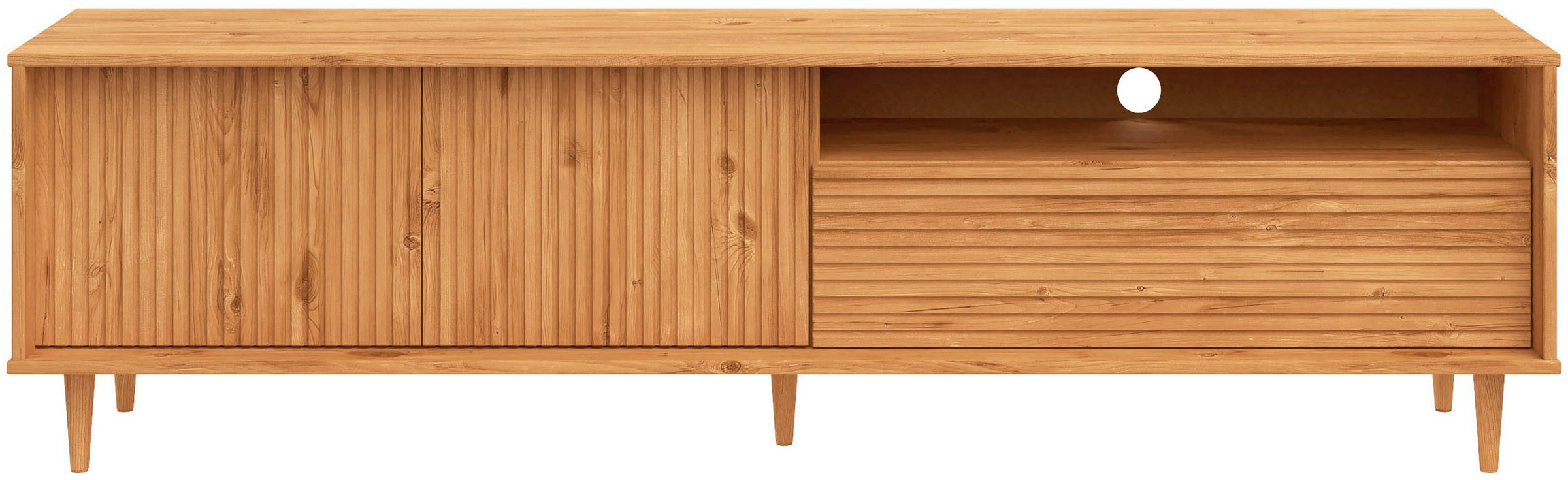 GOODproduct Lowboard »Malmedy  Front mit gefrästen Rillen« TV-Kommode aus massivem Kiefernholz, Push-to-open, Breite 180 cm