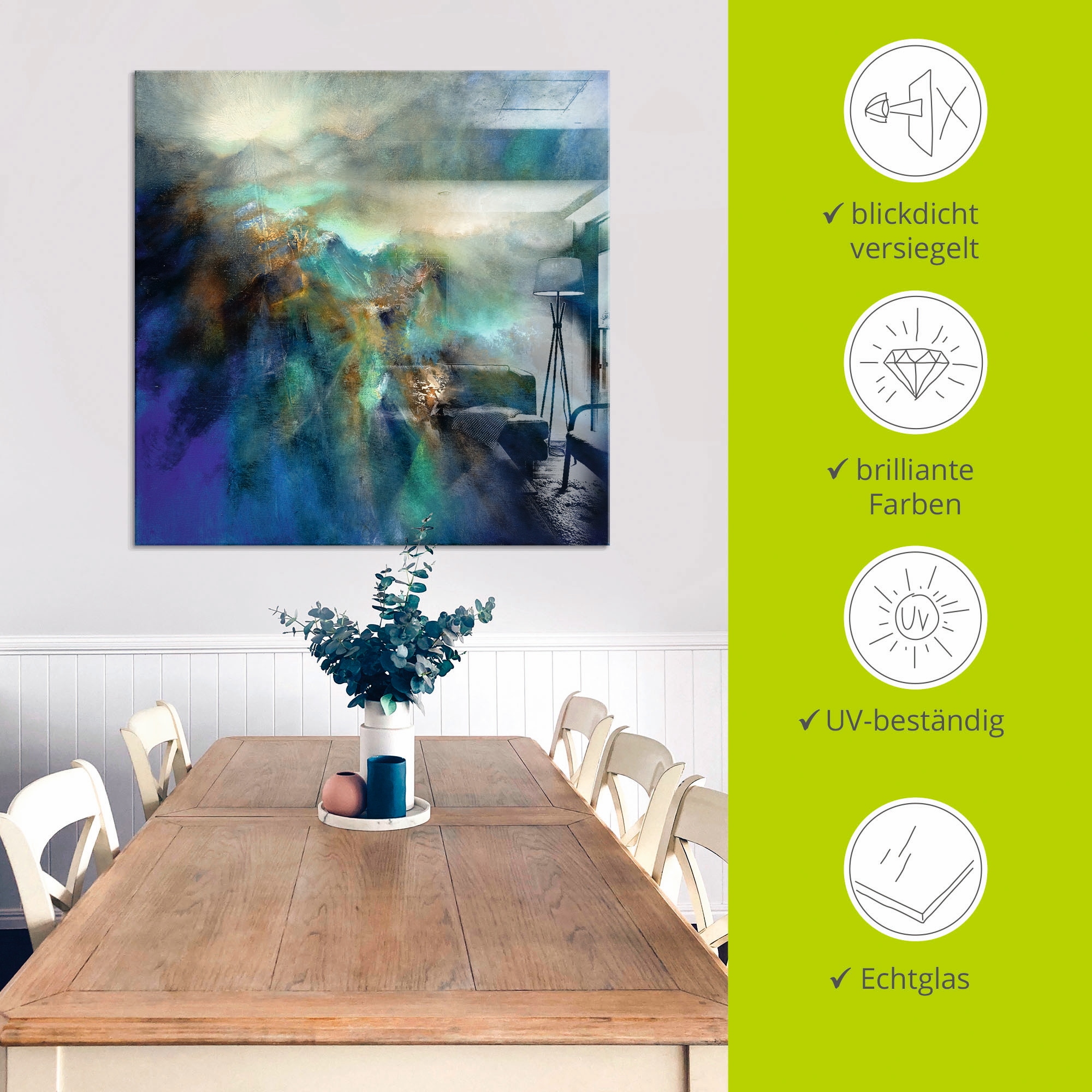 Artland Tableau en verre »Über allen Gipfeln« 1 cuis tlg. in verschiedenen Grössen