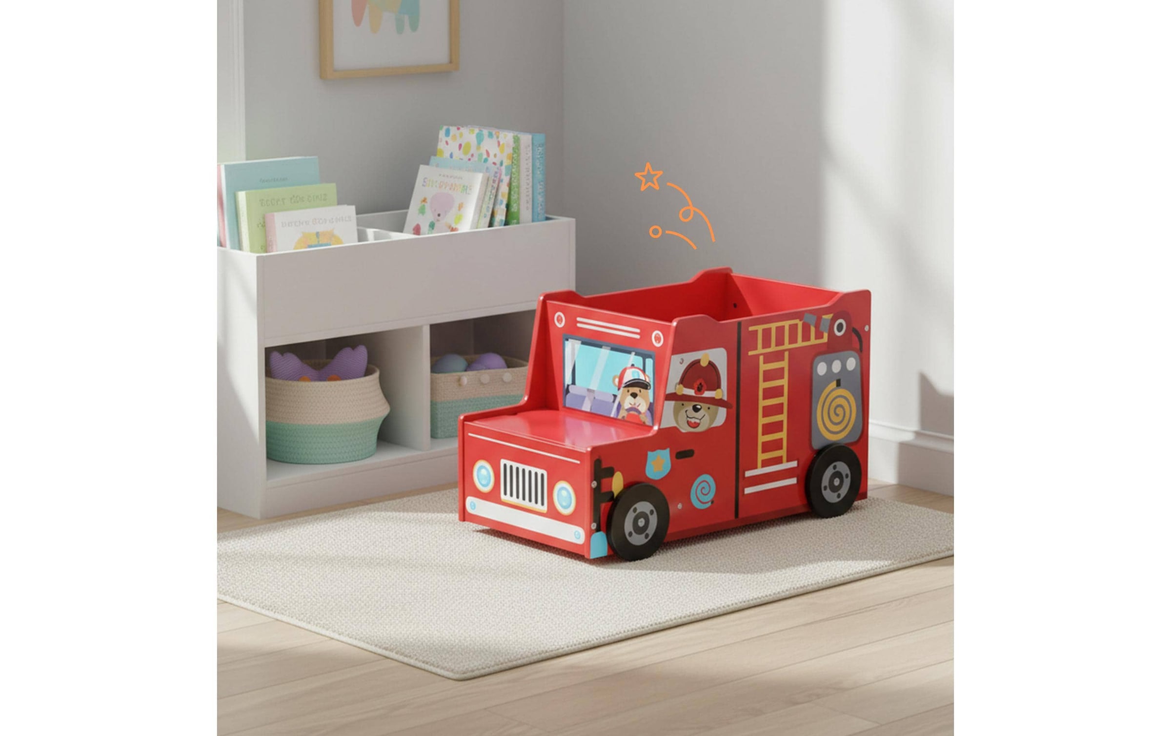 relaxdays Caisse »Feuerwehr, 34 x 60 x 32 cm«