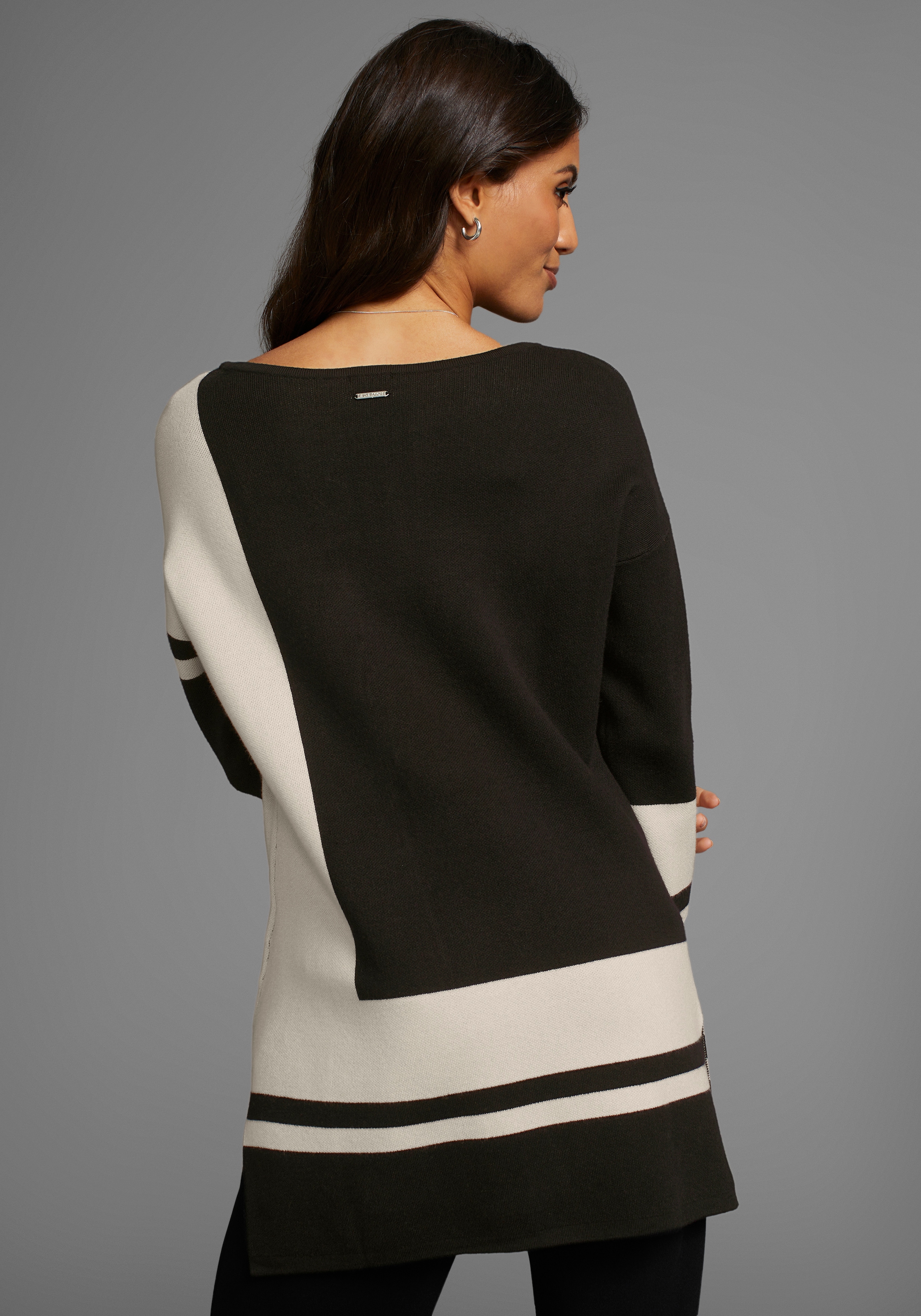 Laura Scott Pull long mit geometrischem Jacquardmuster