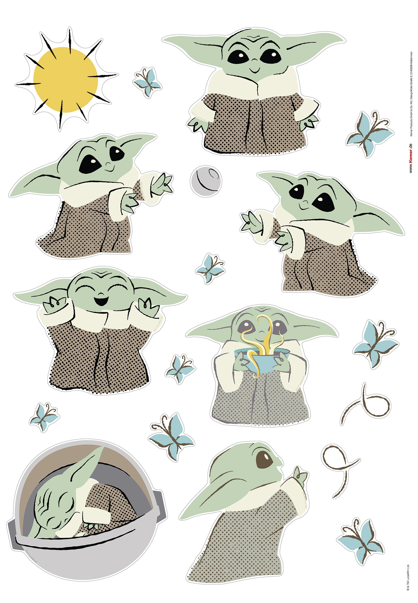 Komar Autocollant mural »Star Wars The Mandalorian Grogu Sunshine« 50 x 70 cm (Breite x Höhe) - Kinderzimmer, Wandsticker