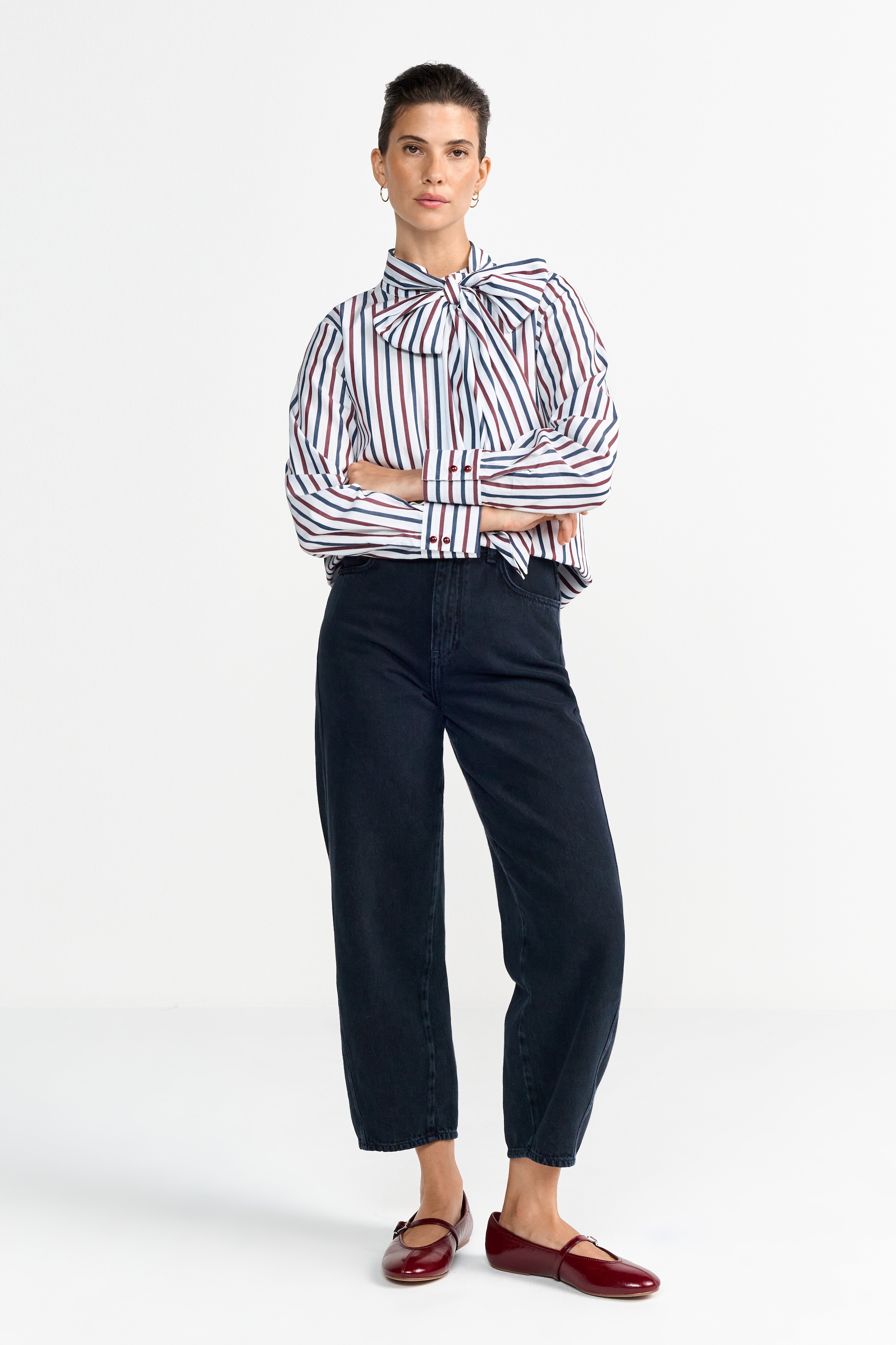 RICHROYAL Chemisier à pinces gerade geschnitten, Streifenmuster, mit abnehmbarer Schluppe