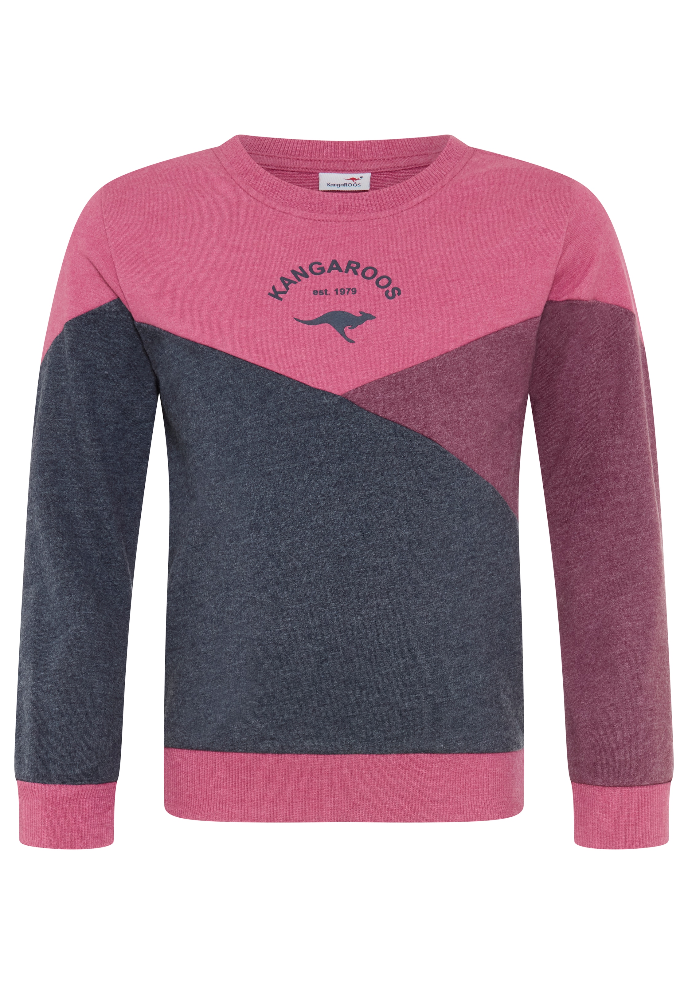 KangaROOS Sweat-shirt »Colorblocking für kleine Mädchen«, Manches longues, longueur hanche, coupe large, avec impression logo
