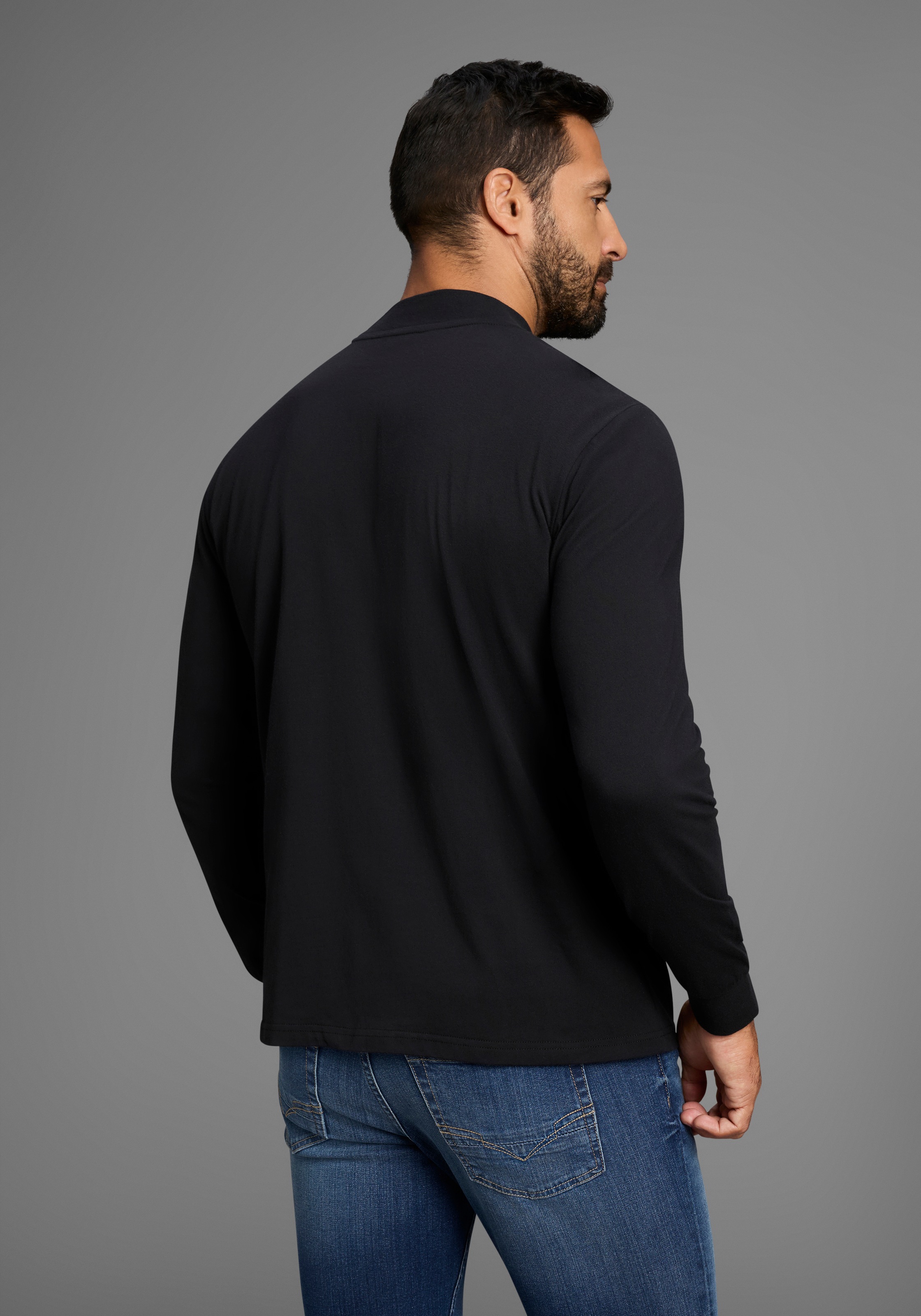 Man's World Stehkragenshirt »Neue Kollektion!« mit Bündchen