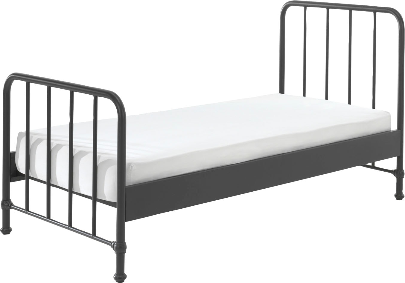 Vipack Jugendbett »Bronxx, Einzelbett 90/200, sehr stabil, romantische Optik« B/H/T ca. 96,5x110x206cm, inkl. Lattenrost, Bodenfreiheit,  Oberfläche pulverbeschichtet, verschiedene Farben zur Wahl
