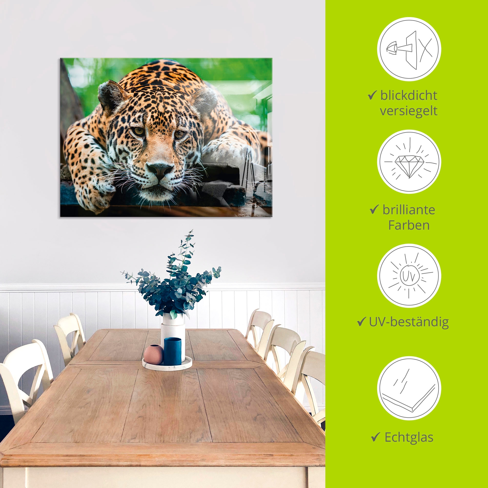 Artland Tableau en verre »Südamerikanischer Jaguar« 1 cuis tlg. in verschiedenen Grössen