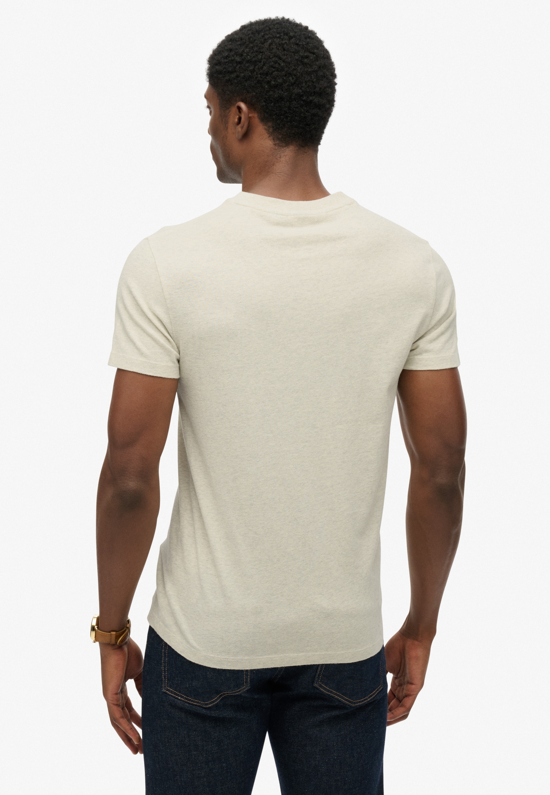 Superdry Shirt à col rond »ESSENTIAL LOGO EMB TEE« en coton et jersey simple, coupe slim, manches courtes, longueur hanche