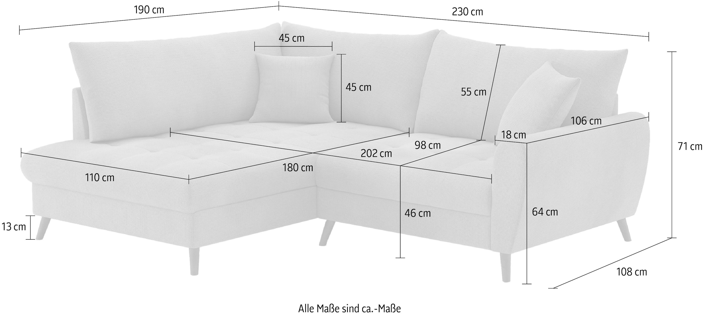 Mr. Couch Ecksofa »Blackburn II L-Form« Wahlweise mit Kaltschaumpolsterung bis 140 kg belastbar