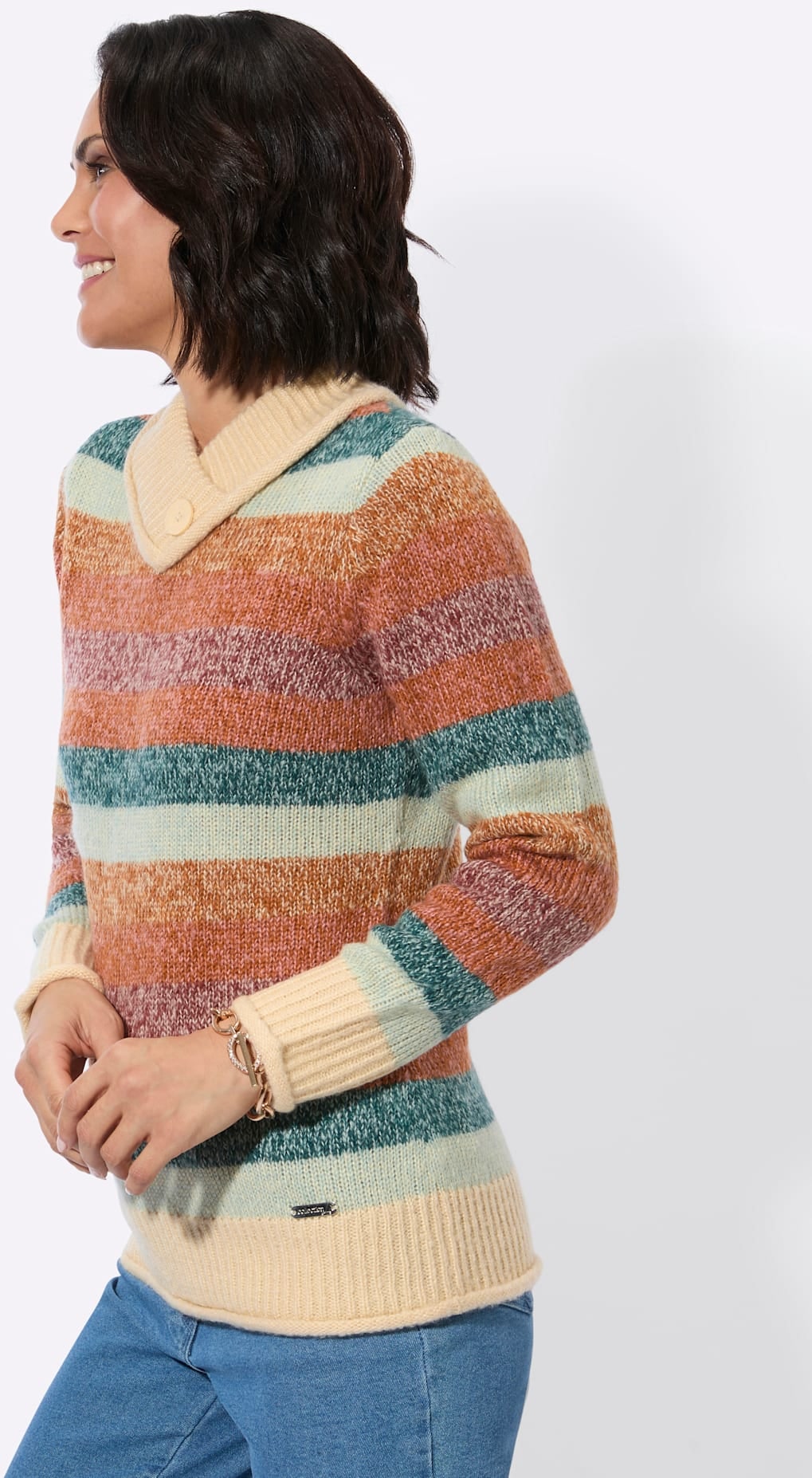 Casual Looks Pull col V »Stehkragen-Pullover«