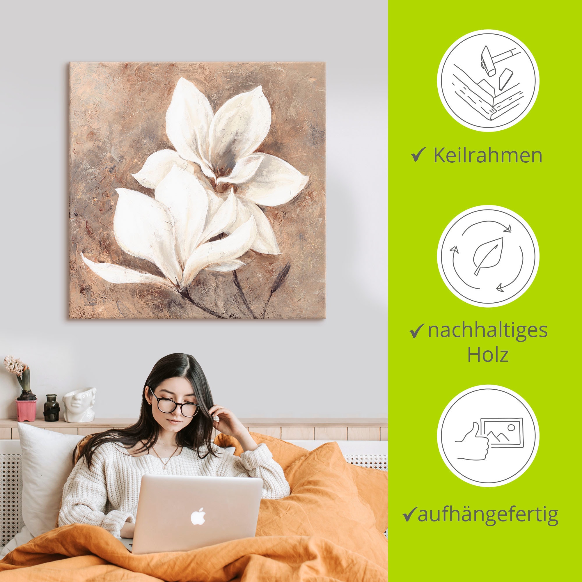 Artland Tableau sur toile »Klassische Magnolien« 1 cuis tlg. auf Holzrahmen gespannt