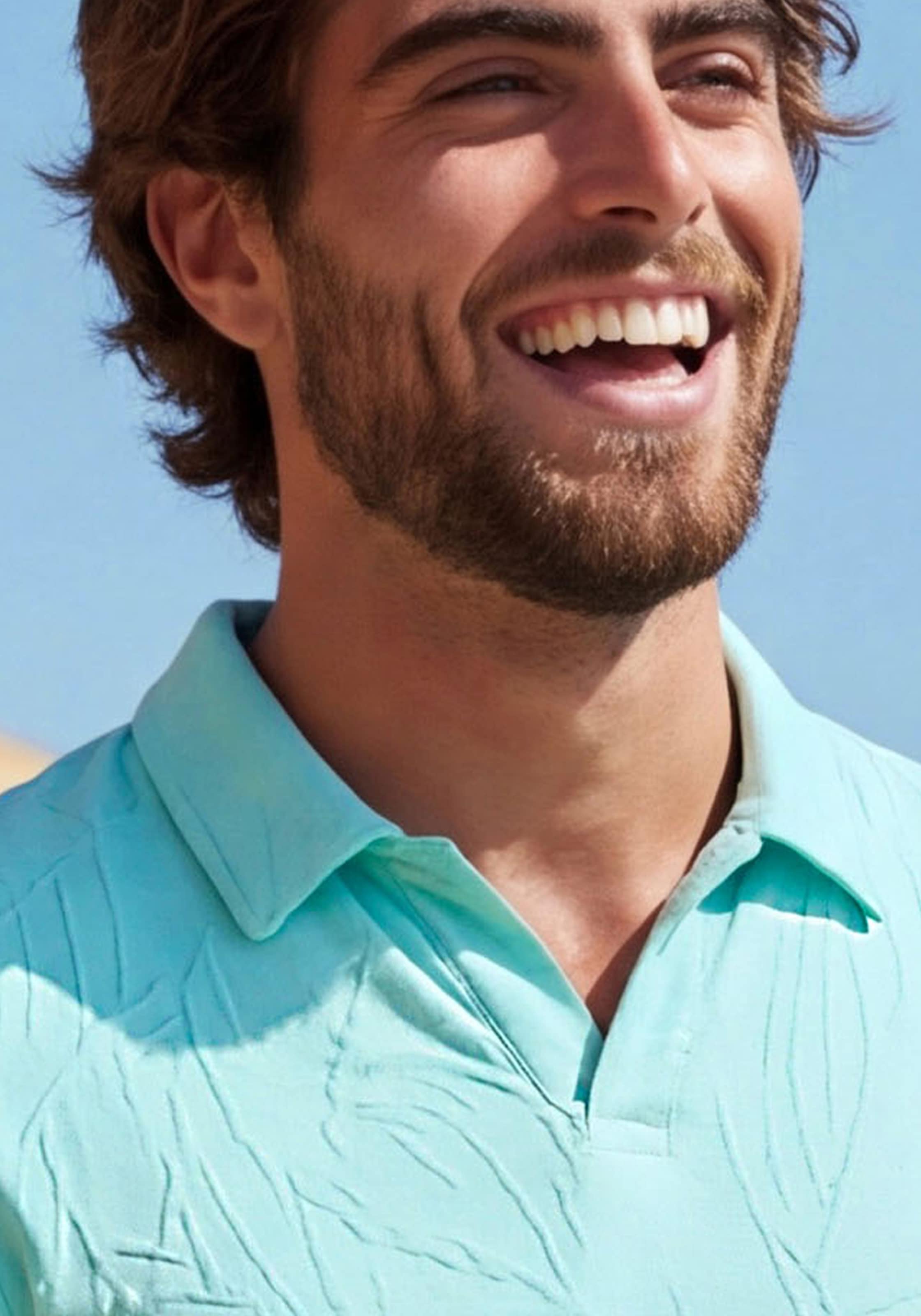 Beachtime Poloshirt », T-Shirt mit Kragen« neue Strukturqualität im Blätter-Design
