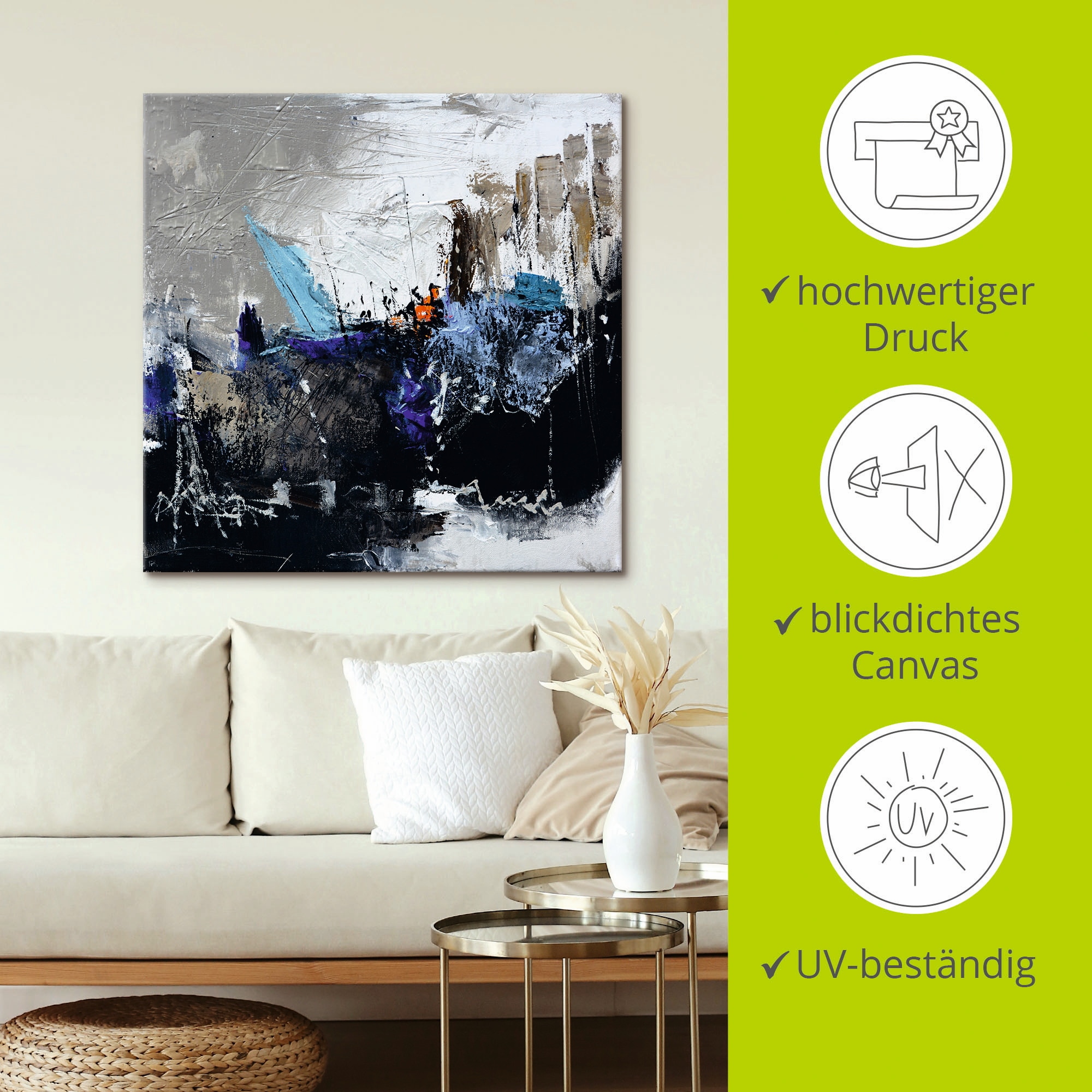 Artland Leinwandbild »Abstrakt II« Gegenstandslos 1 Stk. tlg. auf Holzrahmen gespannt