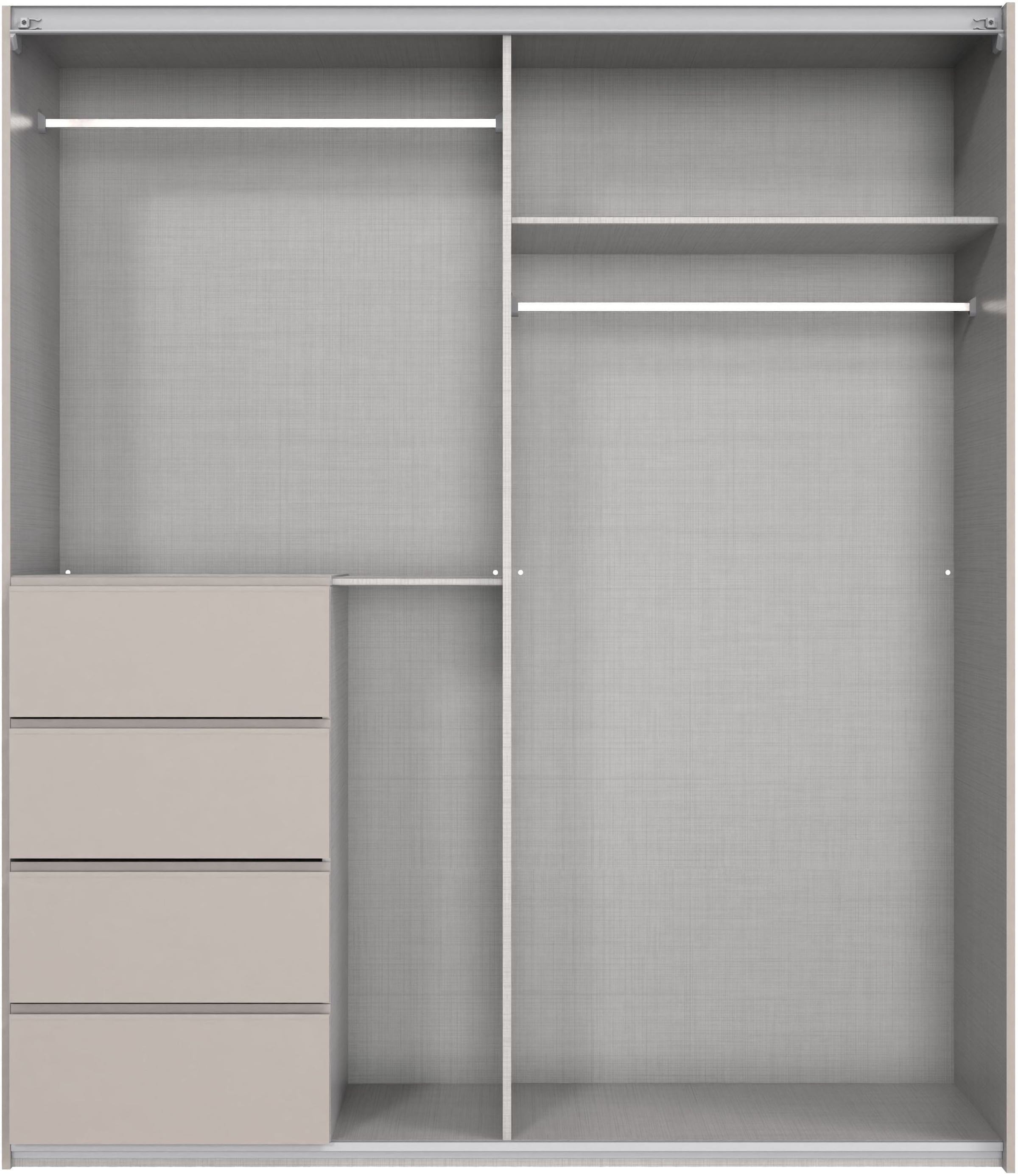 Wimex Armoire à portes coulissantes »Bali in den Breiten 180cm, 225cm & 270cm, Schrank mit Glaselement« Kleiderschrank erhältlich in den Farben; grafit und saharagrau