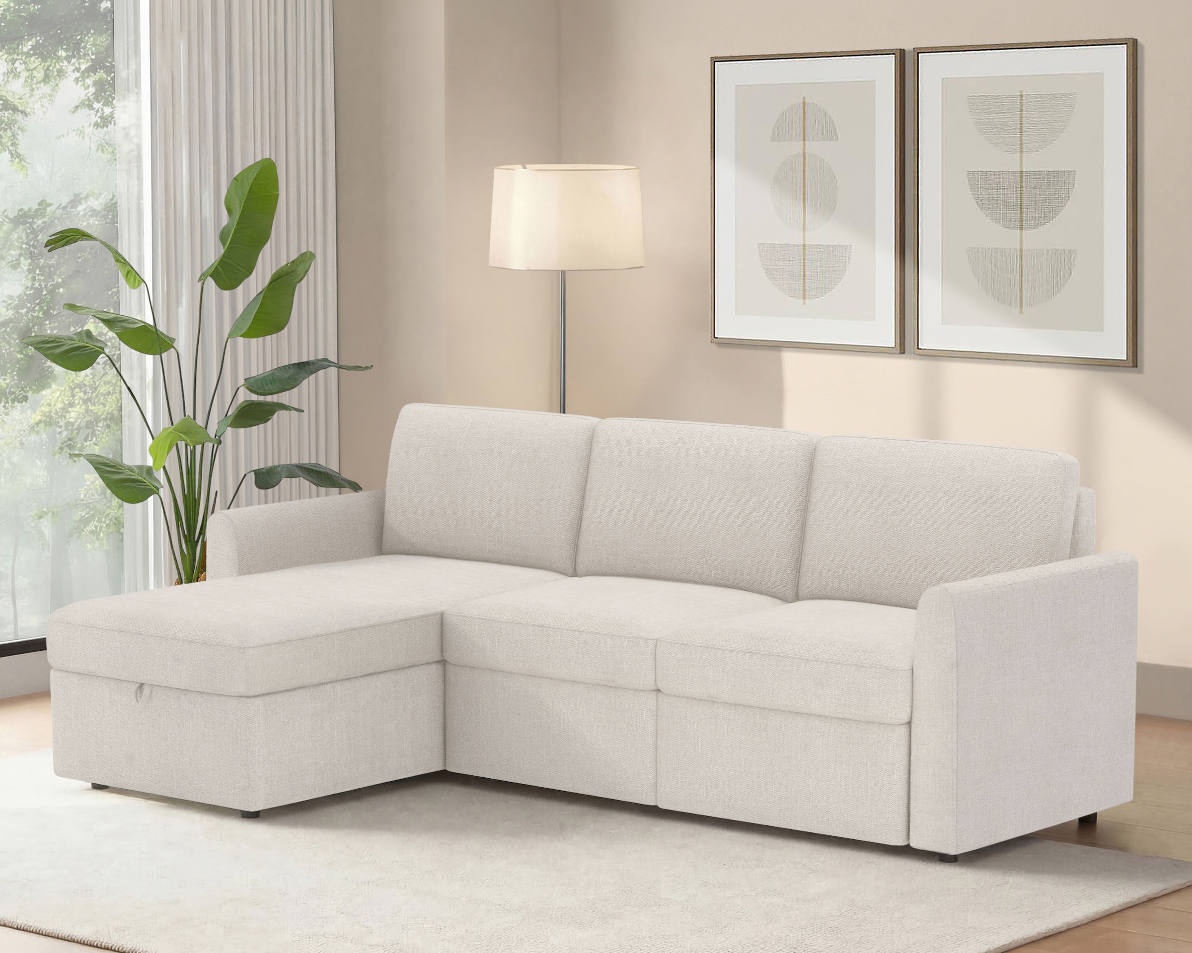 Dorel Home Canapé d'angle »NORDHUS, L-Form, 200 cm, Recamiere rechts/links montierbar« grosser Stauraum, softer Cord und feiner Webstoff-Bezug