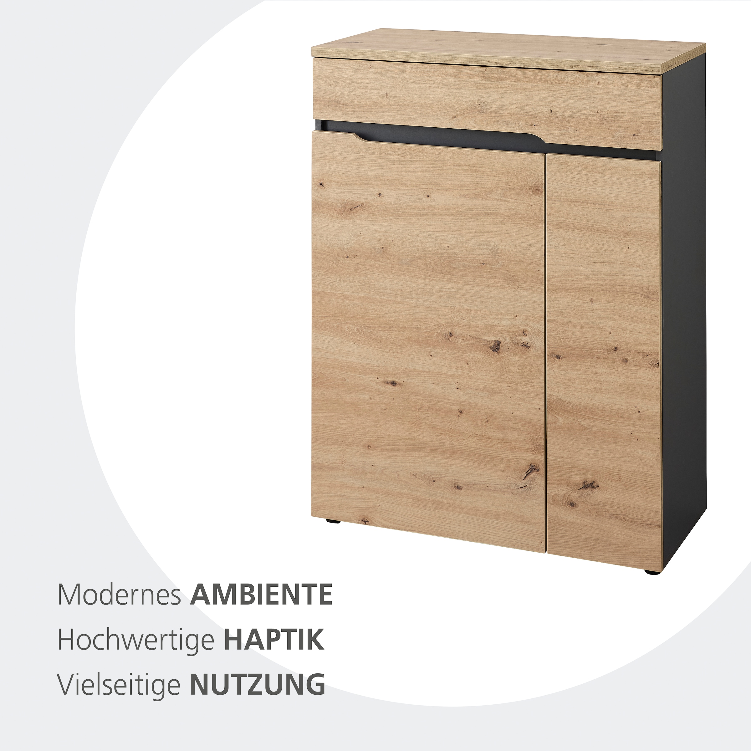 GOODproduct Armoire à chaussures »Bergen Schuhschrank, 80/107/38 (B/H/T cm)« 1 cuis tlg. 2 türig, Schubkasten, Soft Close,