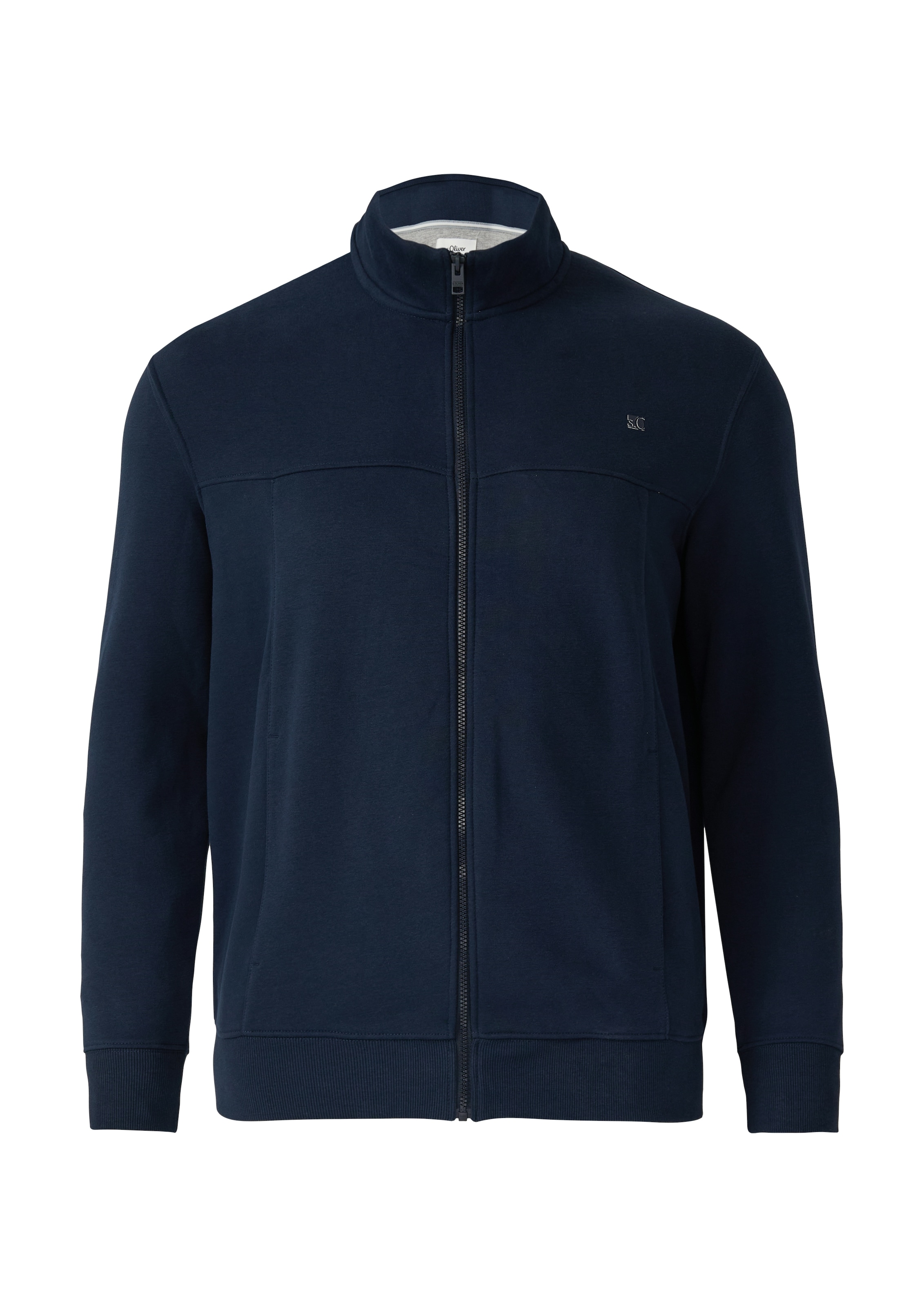 s.Oliver Men Big Sizes Sweatjacke mit Reissverschluss und Stehkragen