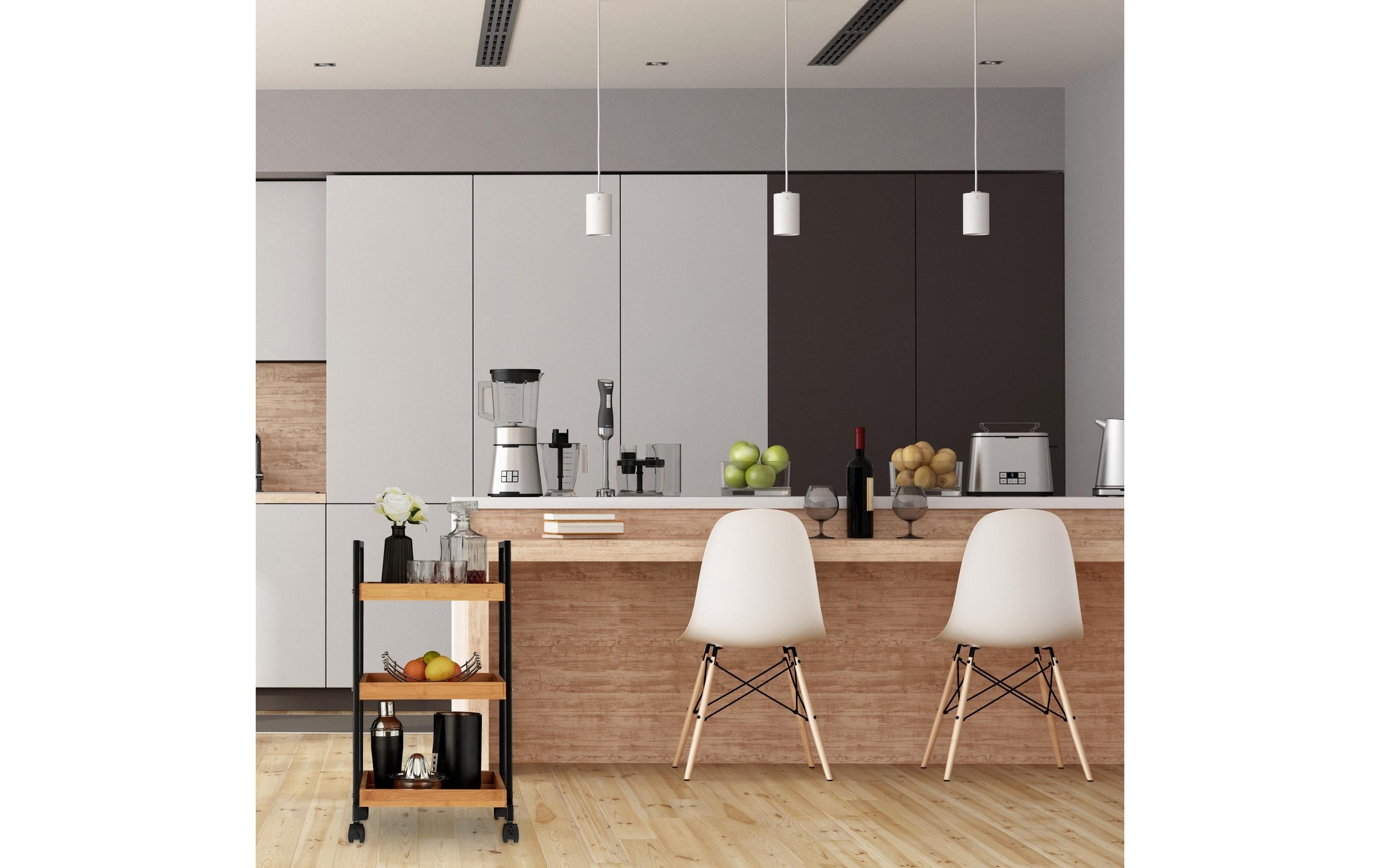 relaxdays Chariot de service »mit 3 Etagen 69.5 x 37 x 34 cm«