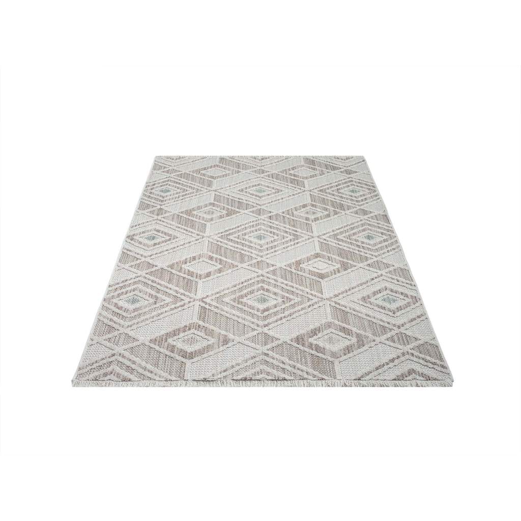 Carpet City Tapis »LINDO 8875« Rectangulaire 11 mm Höhe Kurzflor, Hochtief-Muster/ 3D-Effekt, Fransen, Boho-Stil, Wohnzimmer
