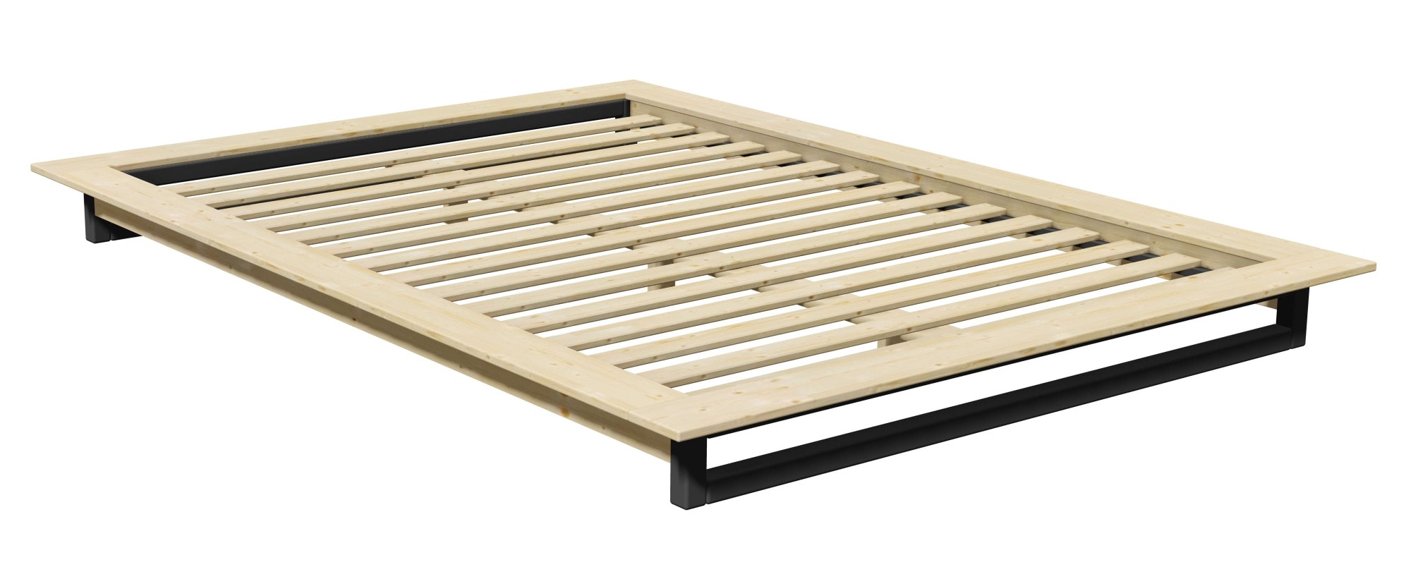 GOODproduct Lit futon »Kobe, Massivholzbett aus Kiefer im Industrial Design, 200 KG belastbar« B/T/H:165/225/18,1 cm,  stabiles Kufengestell,  rundum Ablagefläche, FSC, Made in Europe