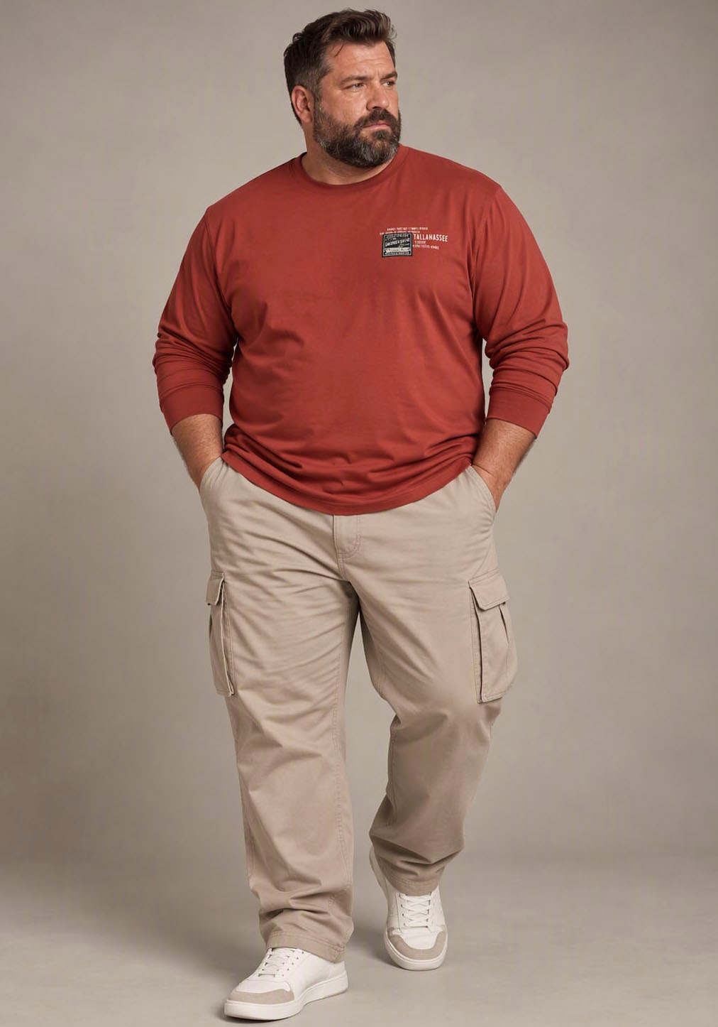 Man's World Plus Rundhalsshirt »auch in Grosse Grössen bis Gr. 7XL« Regular Fit, mit langem Arm, bedruckt, für Casualmode