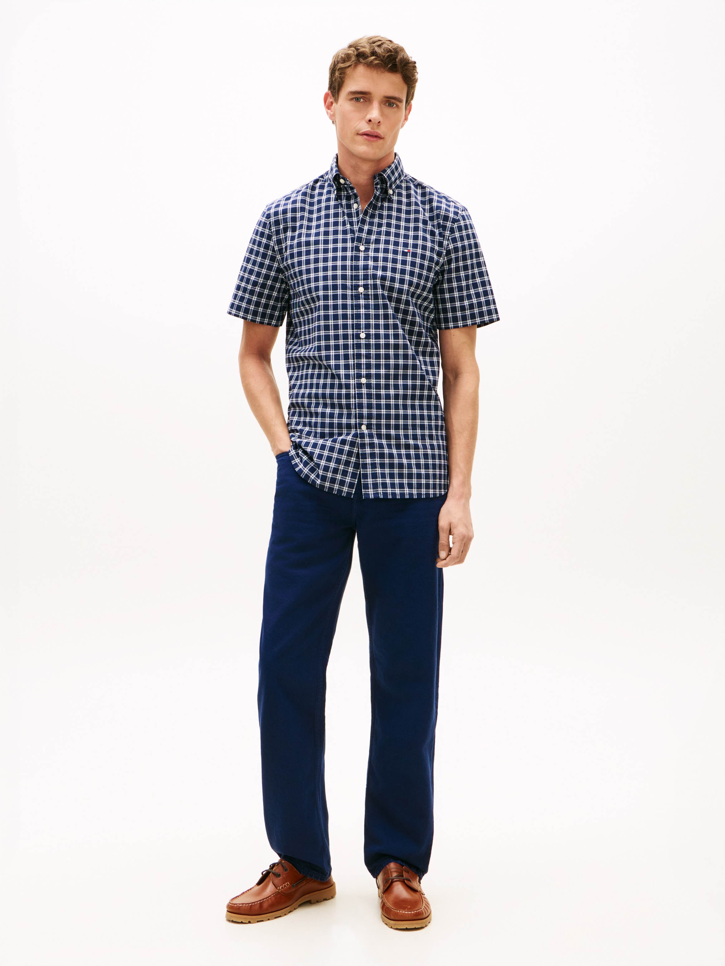 Tommy Hilfiger Chemise à manches courtes »FLEX POPLIN CHECK Regular Fit« Button-Down-Kragen