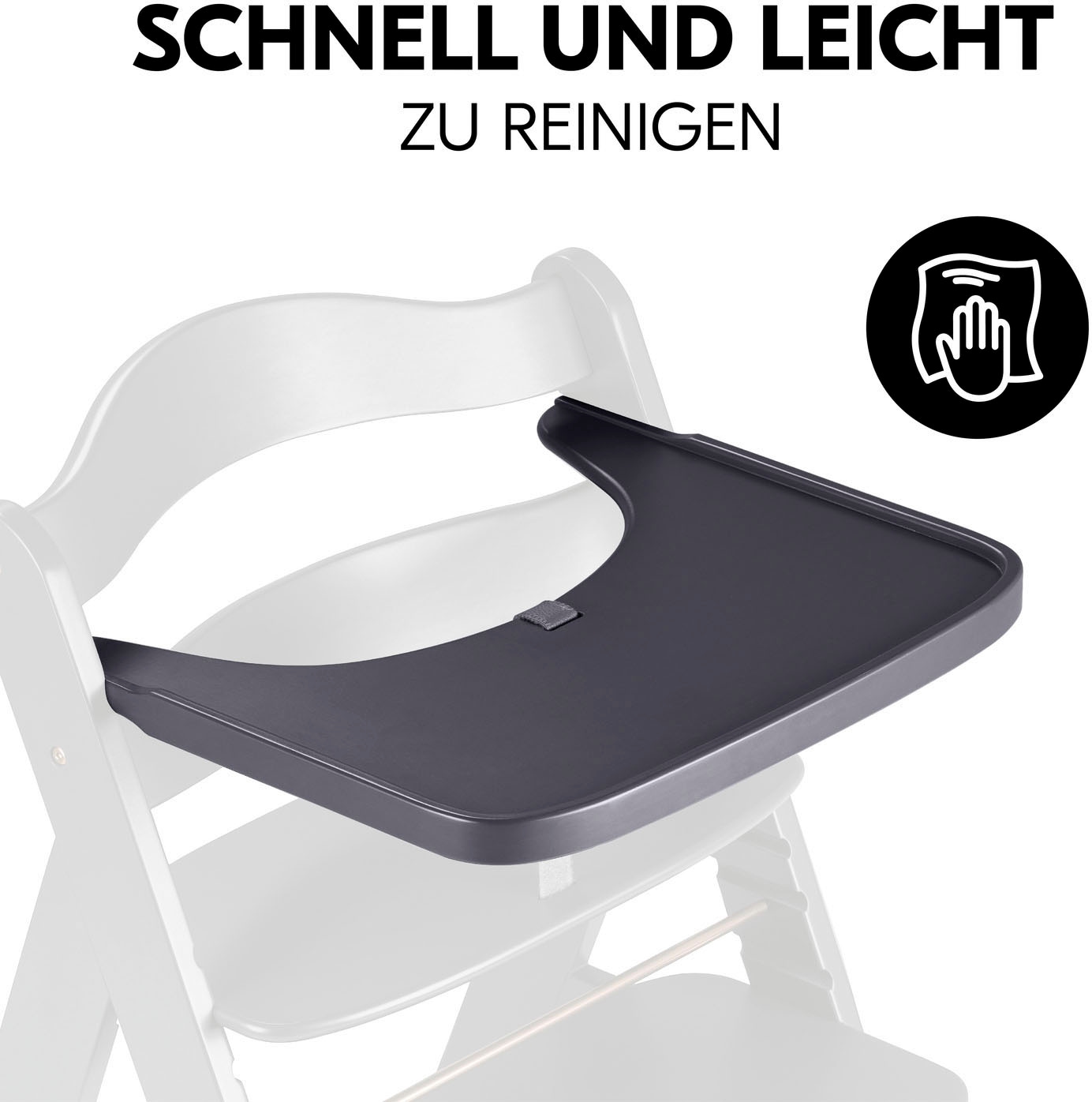Hauck Hochstuhltablett »Alpha Wooden Tray Essbrett, Dark Grey« FSC® - schützt Wald