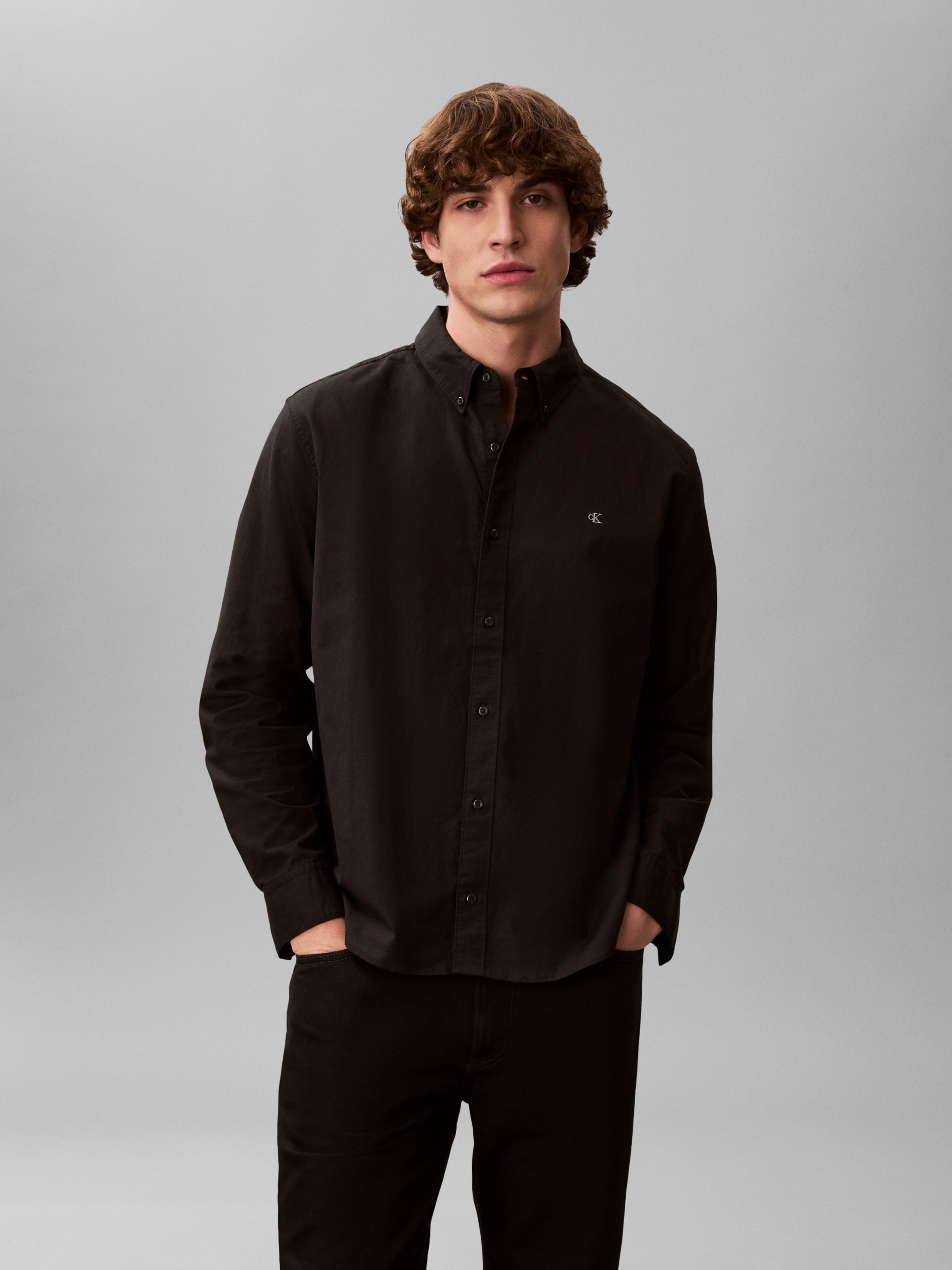 Calvin Klein Jeans Langarmhemd »LS SOLID OXFORD CLASSIC SHIRT« Mit Rundhalsausschnitt