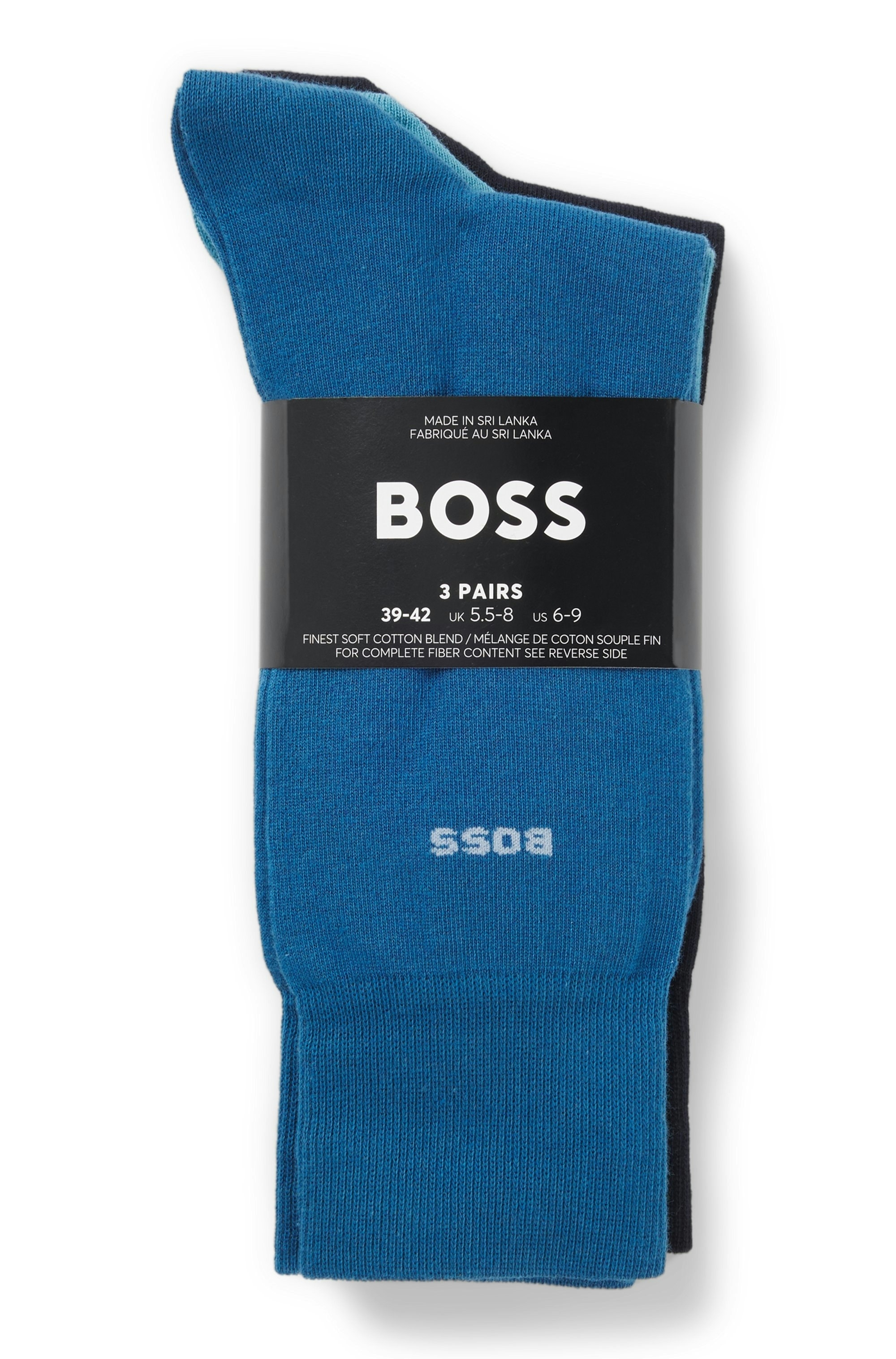 BOSS Chaussettes d'affaires »3P RS Uni CC« 3 Couple tlg. hauteur moyenne, renforts au niveau des orteils et du talon