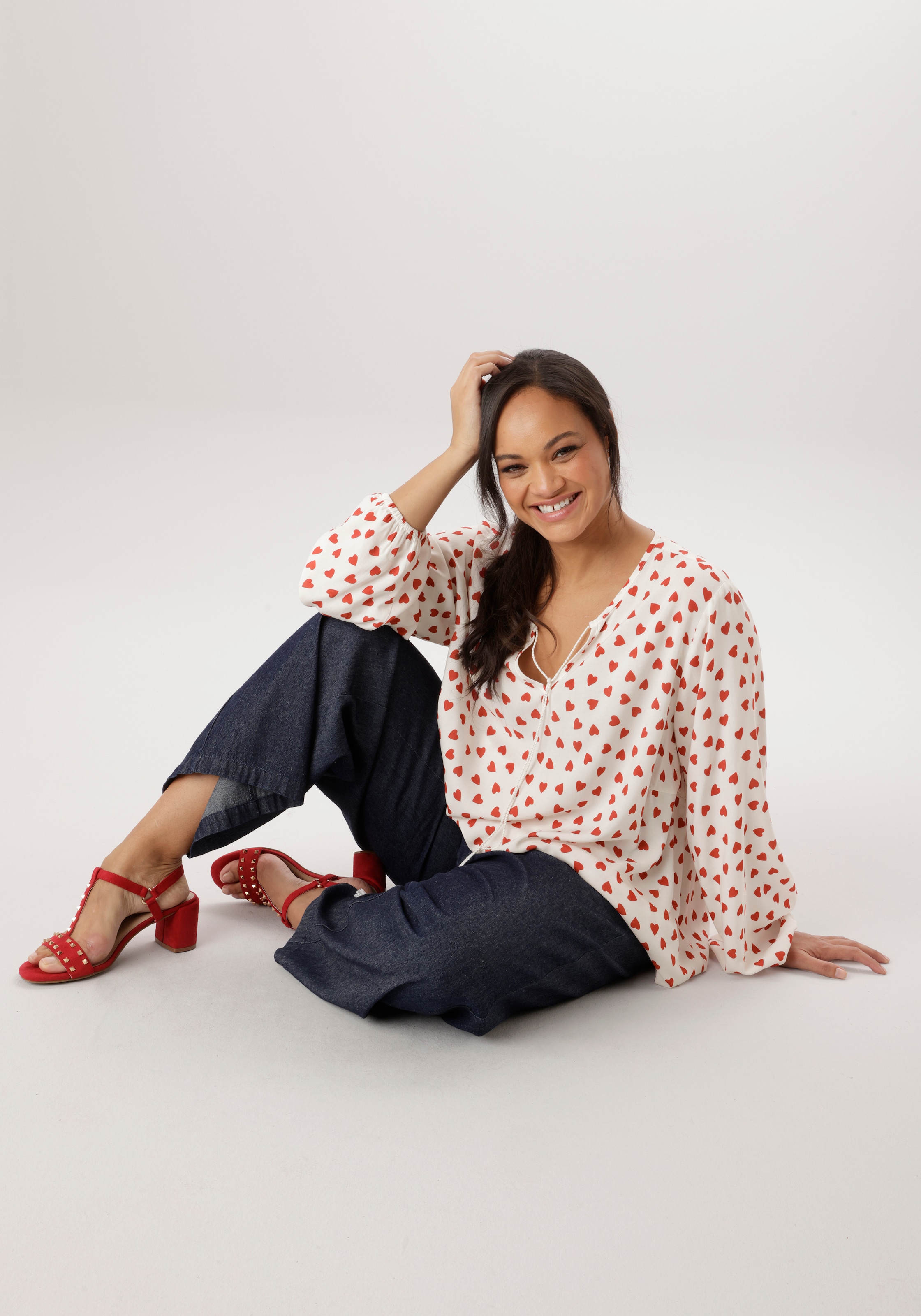 Aniston PLUS Blouse à enfiler mir Herzen bedruckt - NEUE KOLLEKTION