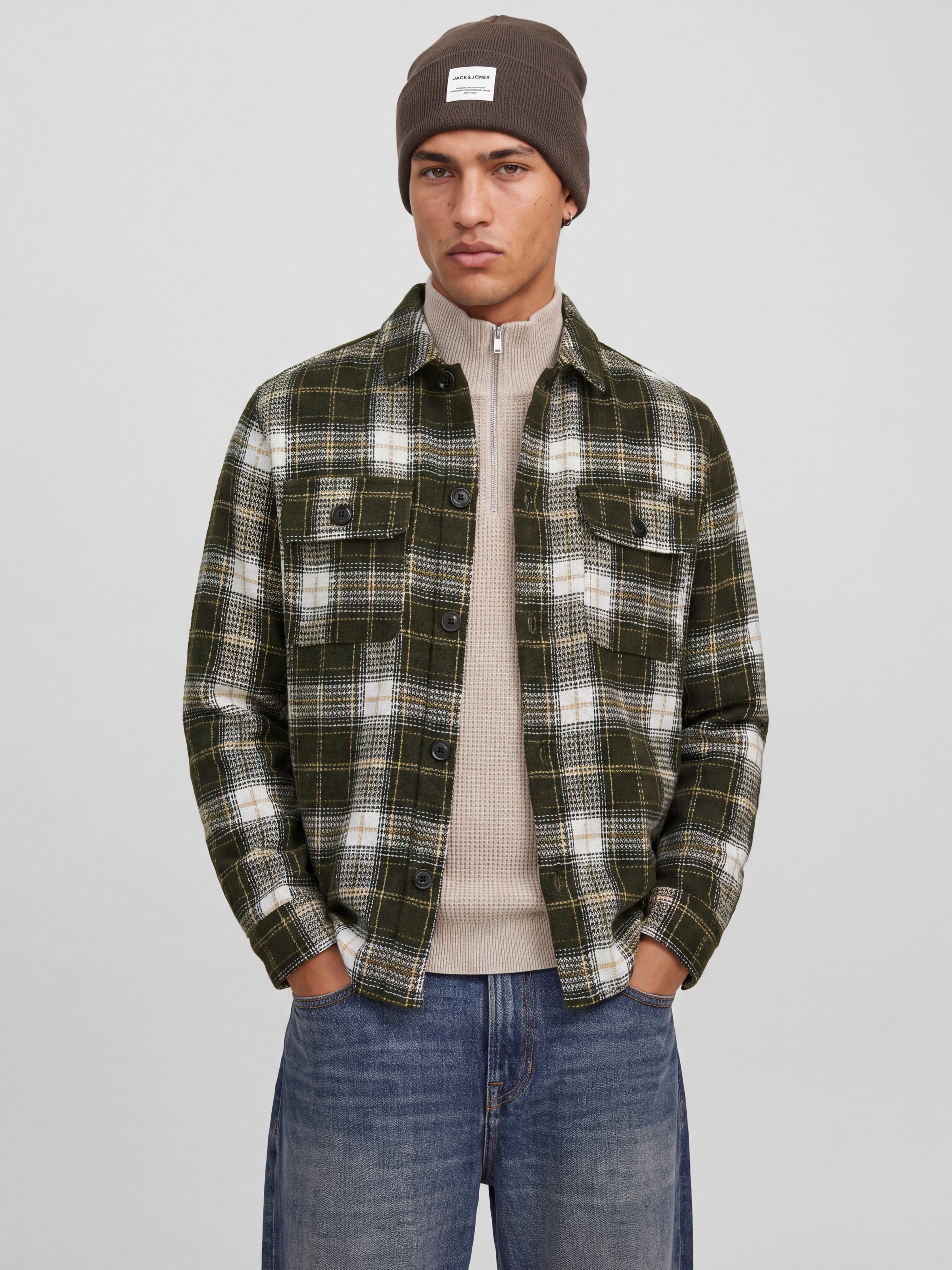 Jack & Jones Langarmhemd »JJEREGENT STRUCTURE OVERSHIRT LS SN« Polyester, locker geschnitten
