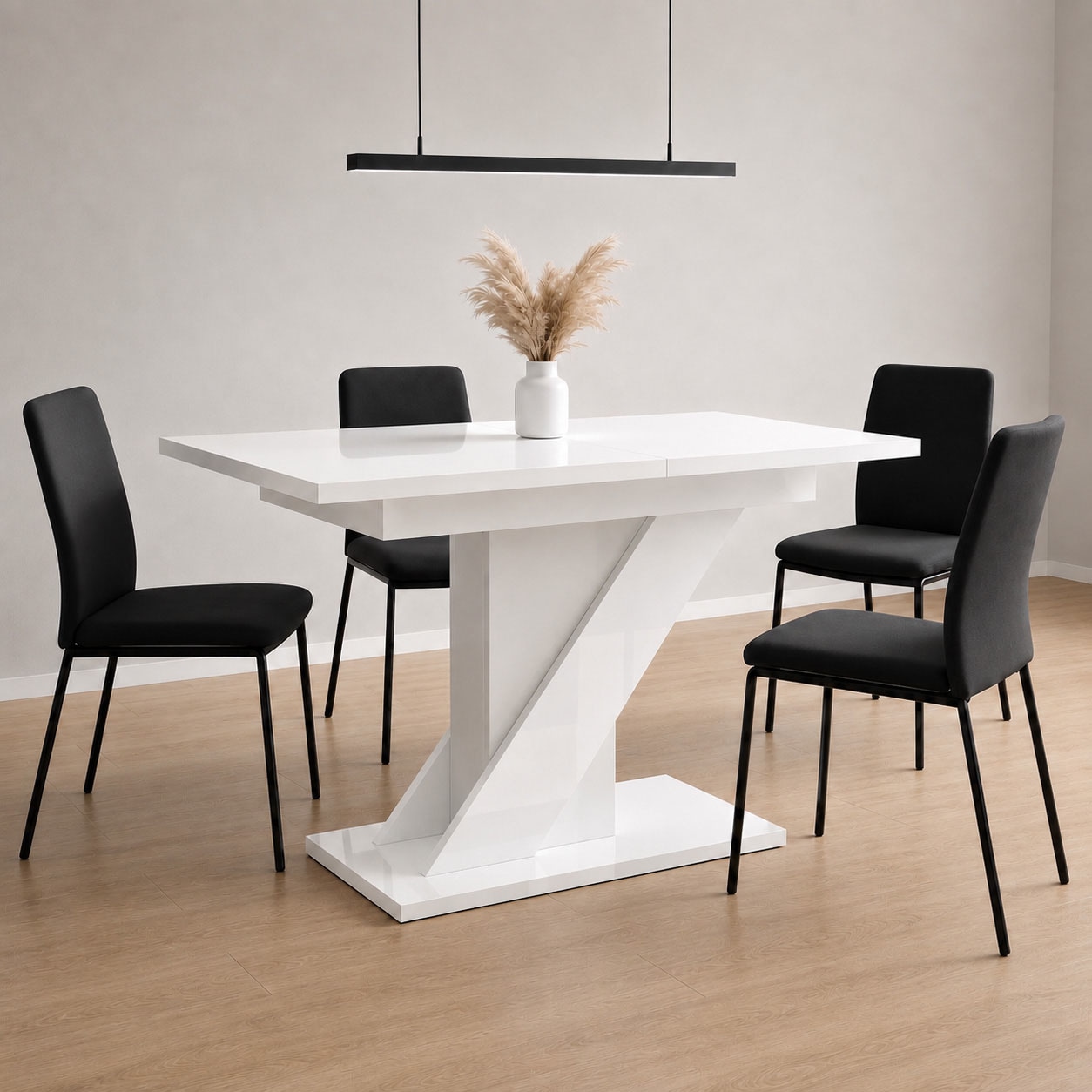 GOODproduct Table de salle à manger »Veneto, Säulentisch, Speisetisch, Küchentisch, ausziehbar bis 160 cm« Place pour jusqu'à 6 personnes, extensible grâce à une rallonge