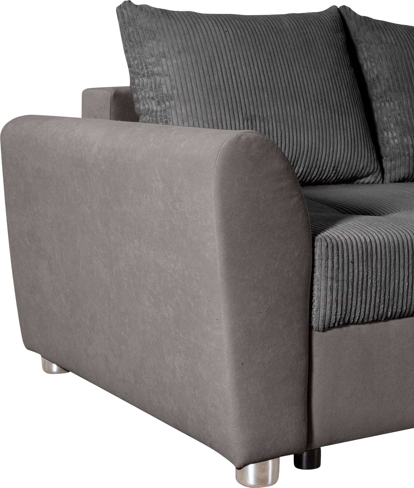 COLLECTION AB »Jana XL L-Form, B: 250 cm« Fonction couchage, coffre de lit et 1 coussin décoratif, ressorts ensachés