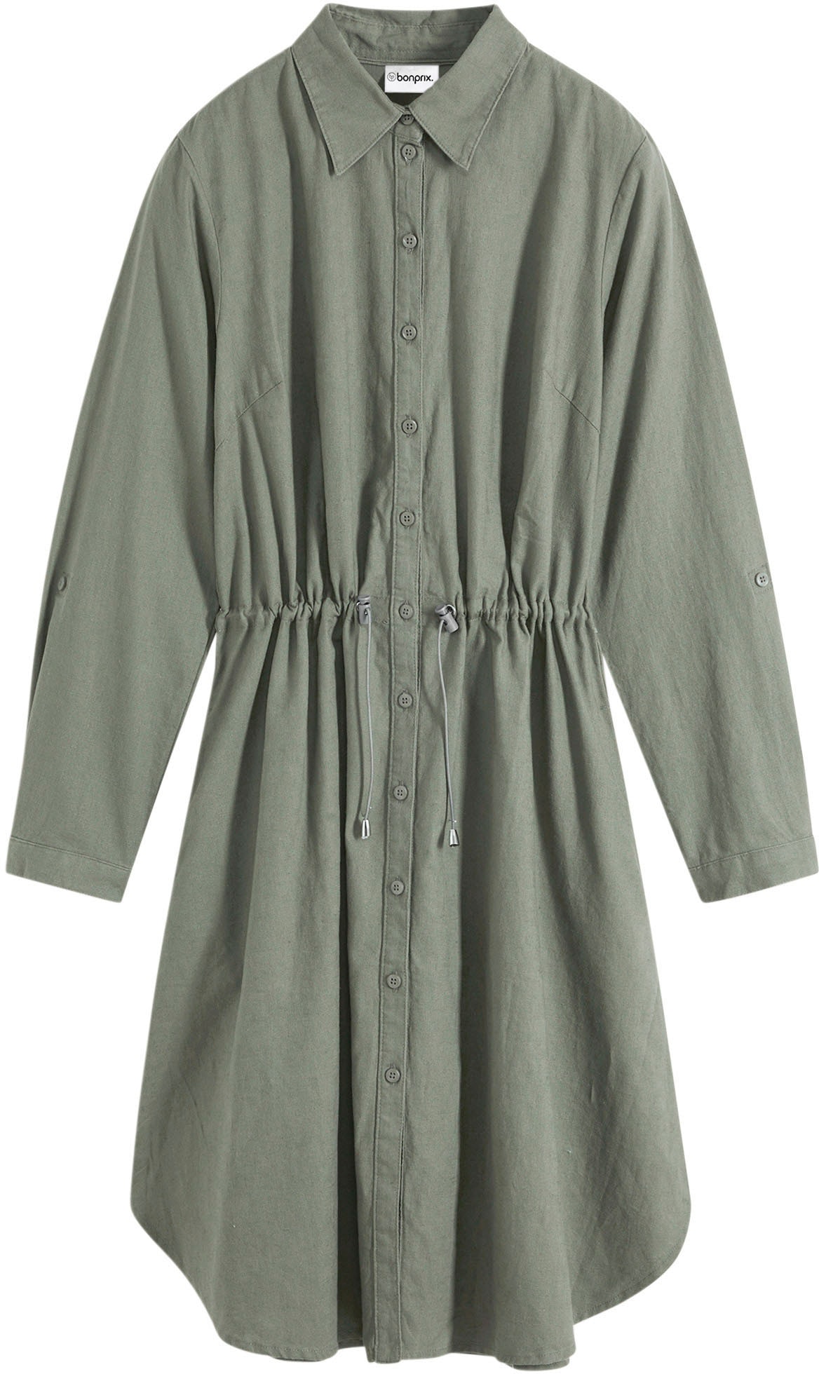 bonprix Robe midi »Hemdblusenkleid aus Leinen-Baumwoll-Mix« 1 tlg. für lässigen Look, aus Leinen-Baumwoll-Mix, in A-Linie, mit Taschen