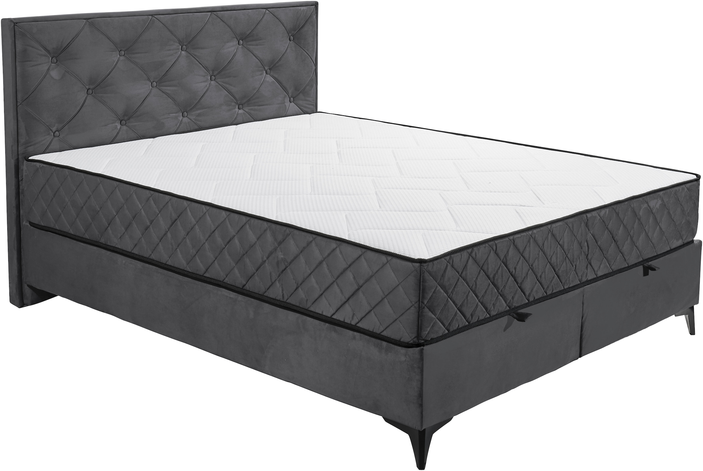 ED EXCITING DESIGN Lit de boxe »Monroe inkl. Bettkasten, erhältlich in den Breiten 160cm & 180cm« matelas duo - côté ferme avec natte de coco