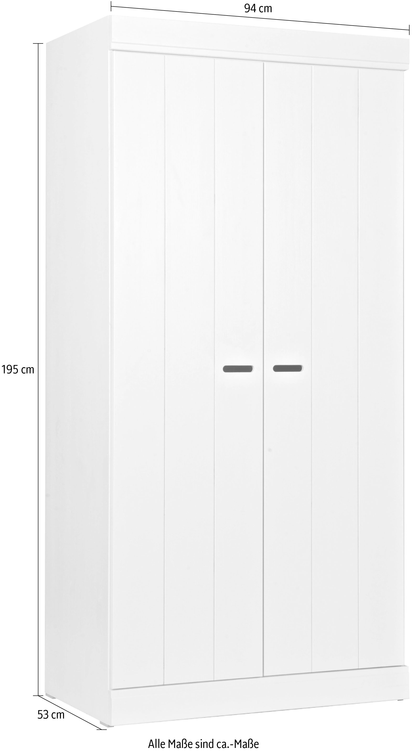 WOOOD Armoires à vêtements »Connect FSC®-Kiefernholz mit sichtbare Maserungen H195 x B94 x T53 cm« pin massif FSC®, intérieur mélaminé