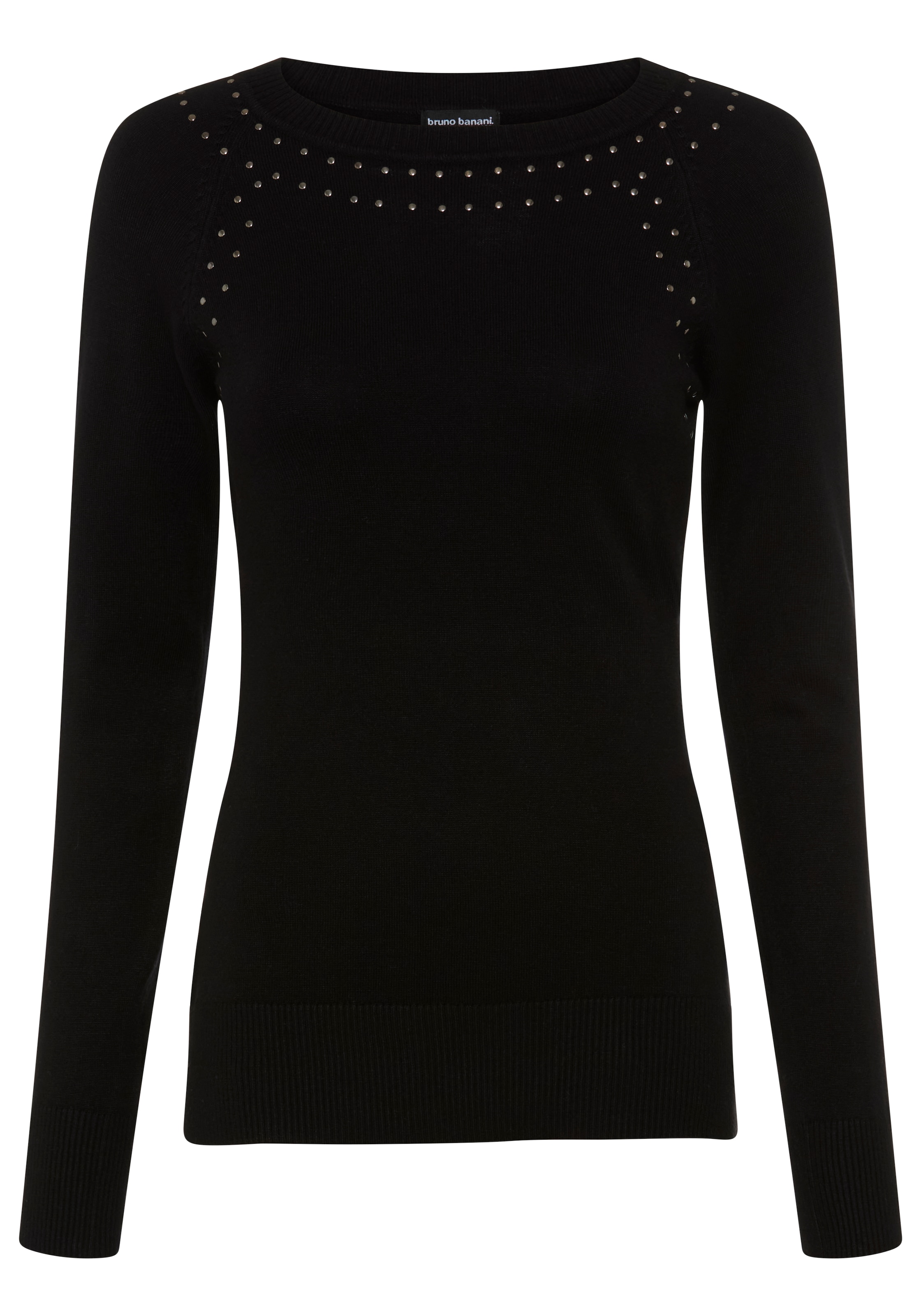 Bruno Banani Strickpullover »mit Ziernieten« Rundhalsausschnitt, figurbetonte Passform, hüftlange Schnittform