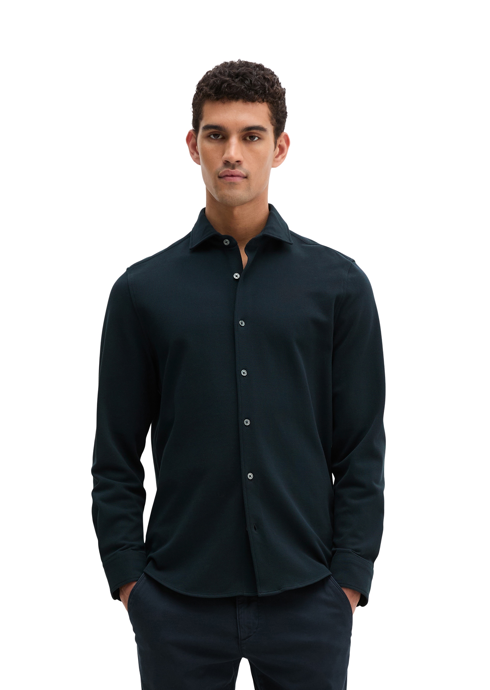 Marc O'Polo Chemise à manches longues coupe ajustée, avec fine structure piqué