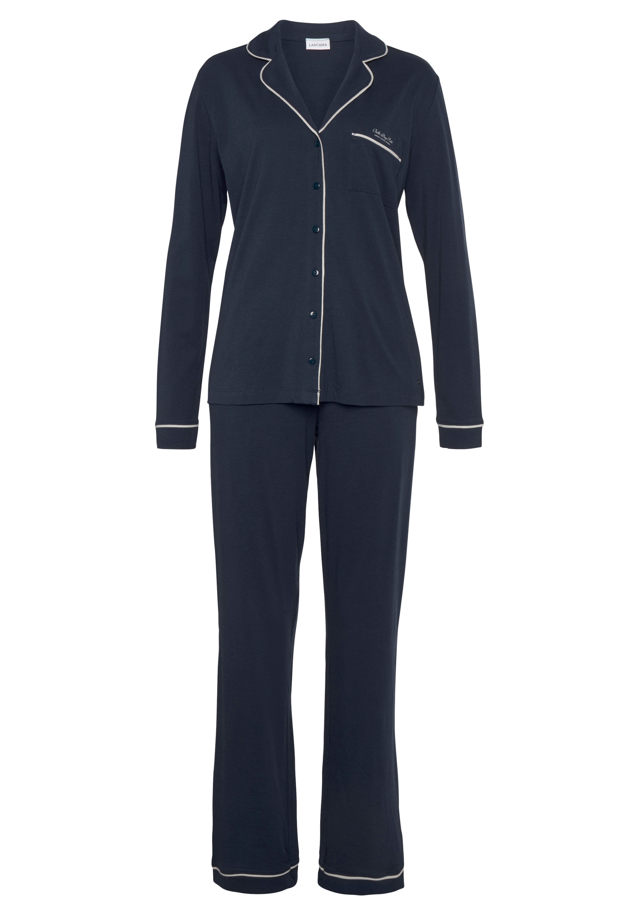 LASCANA Pyjama 2 tlg. mit Kontrastpaspeln