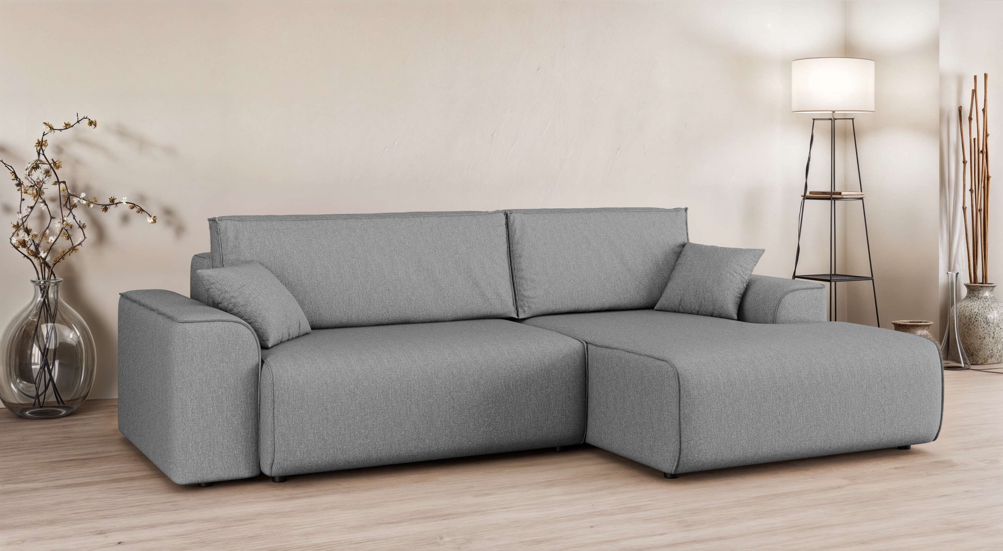 Home affaire Ecksofa »Santenay mit Bettfunktion und Bettkasten, Masse: B/T/H 266/164/90 cm« L-Form mit Wellenfederung, Schlaffläche: 140x213 cm, auch in Cord