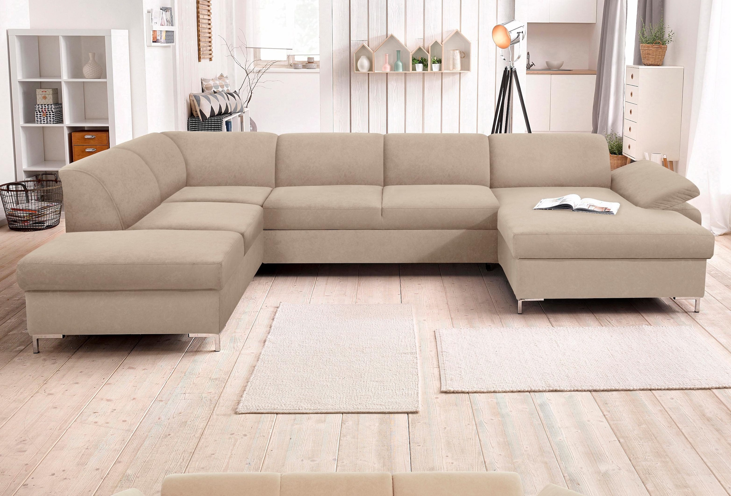 DOMO collection Paysage de salon »Santana mit viel Platz, komfortabel, moderner Fuss, bequeme Armlehne« wahlweise mit Bettfunktion, U-Form