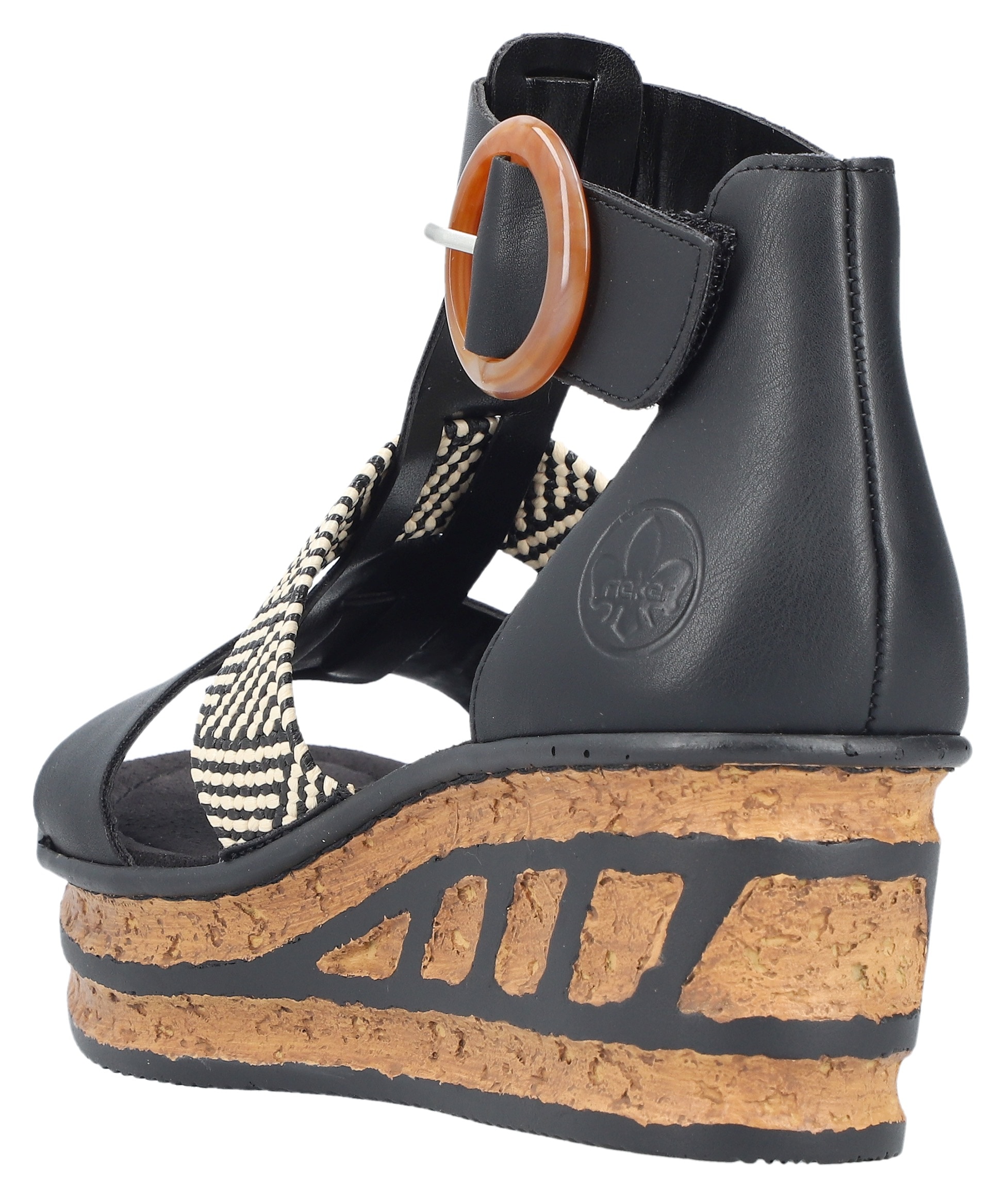 Rieker Keilsandalette  Sommerschuh, Plateausandalette, Sandale mit modischem 6 cm Keilabsatz