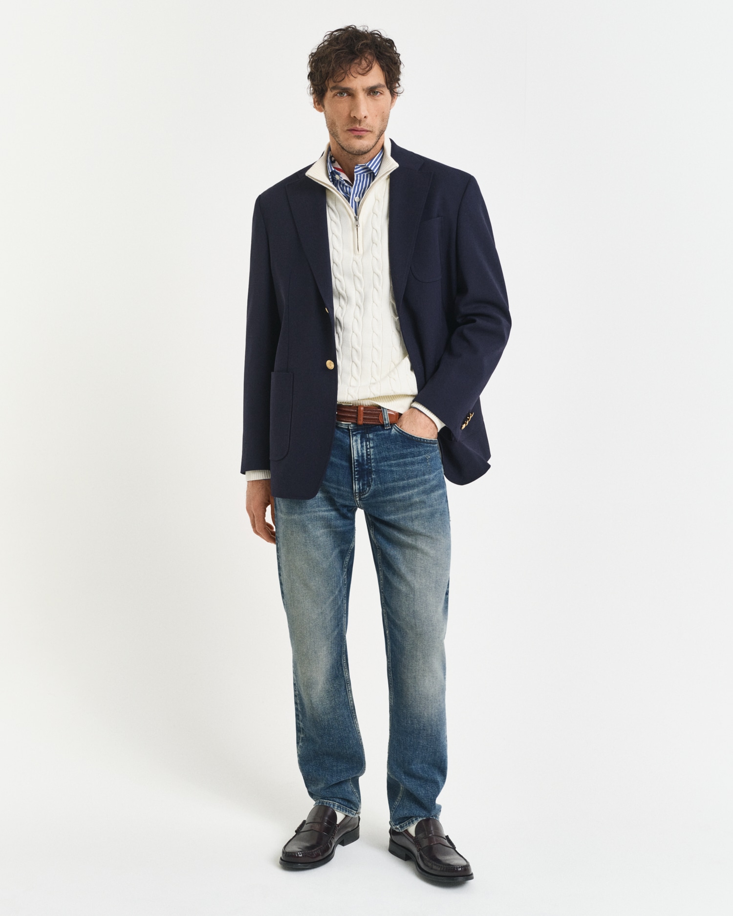 Gant Pull en tricot »COTTON CABLE HALF ZIP« Mit Rundhalsausschnitt