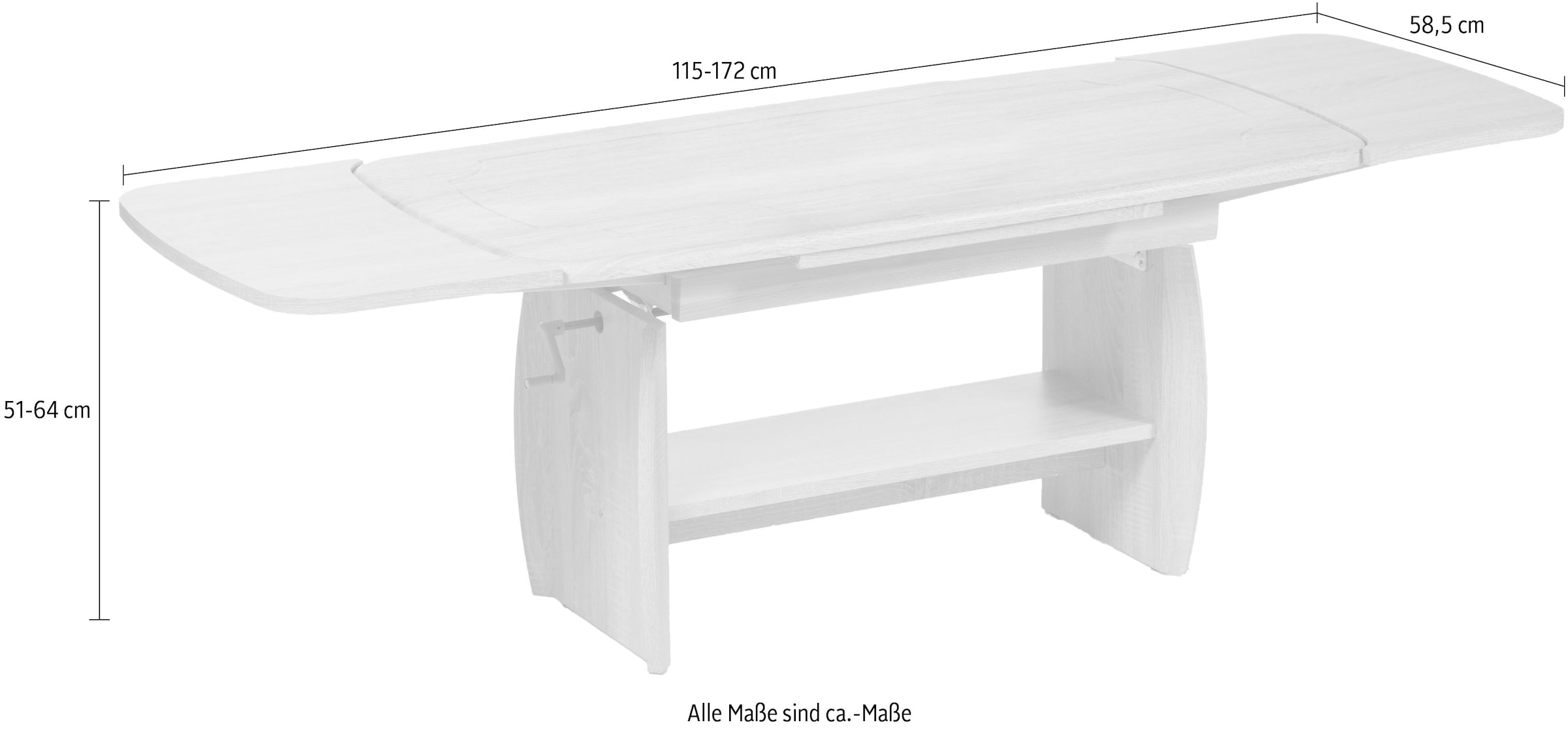 Stolkom Table basse »Kirk« hauteur réglable, table avec rallonge