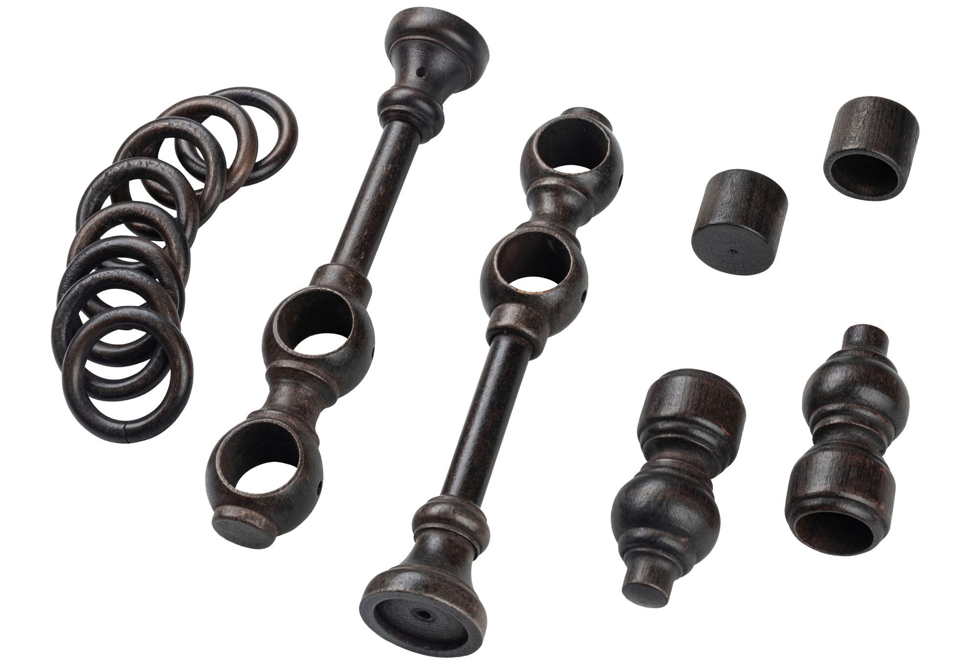 SN DECO GROUP Tringle à rideaux »Filigrano« 2 course-läufig Fixmass 28 mm, Holz, verschiedene Längen und Farben, Komplettset