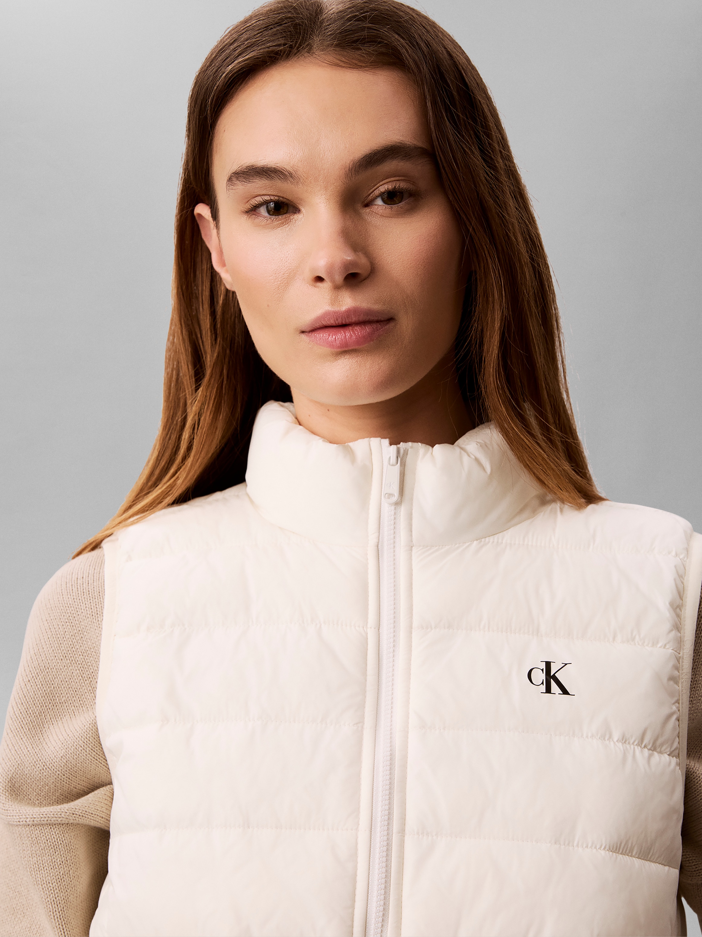 Calvin Klein Jeans Gilet matelassé col montant, forme courte, matelassé