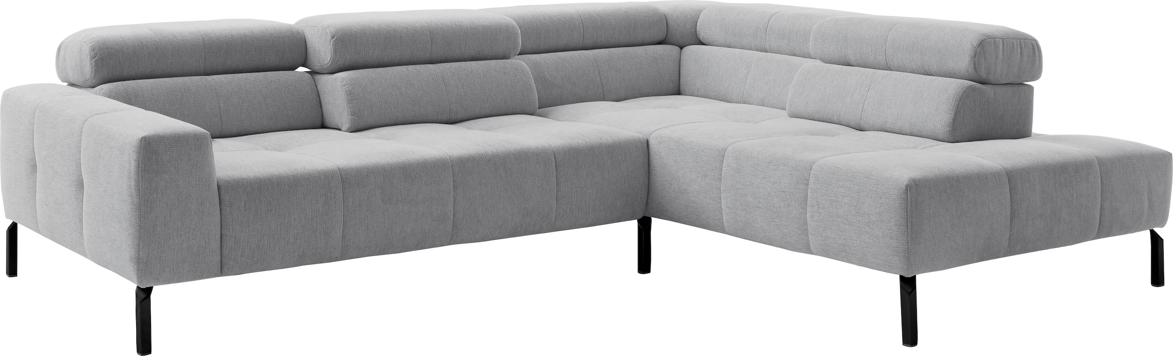 Home affaire Canapé d'angle »Claya Move, L-Form, Kopf- & Rückenverstellung, Breite 282 cm« Matelassage moderne, rembourrage doux & hauteur adaptée aux robots aspirateurs