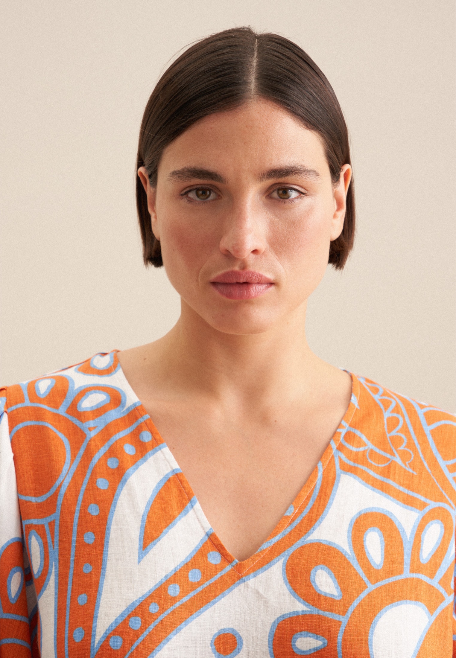 seidensticker Robe d'été »Schwarze Rose« 3/4 V-Neck Paisley