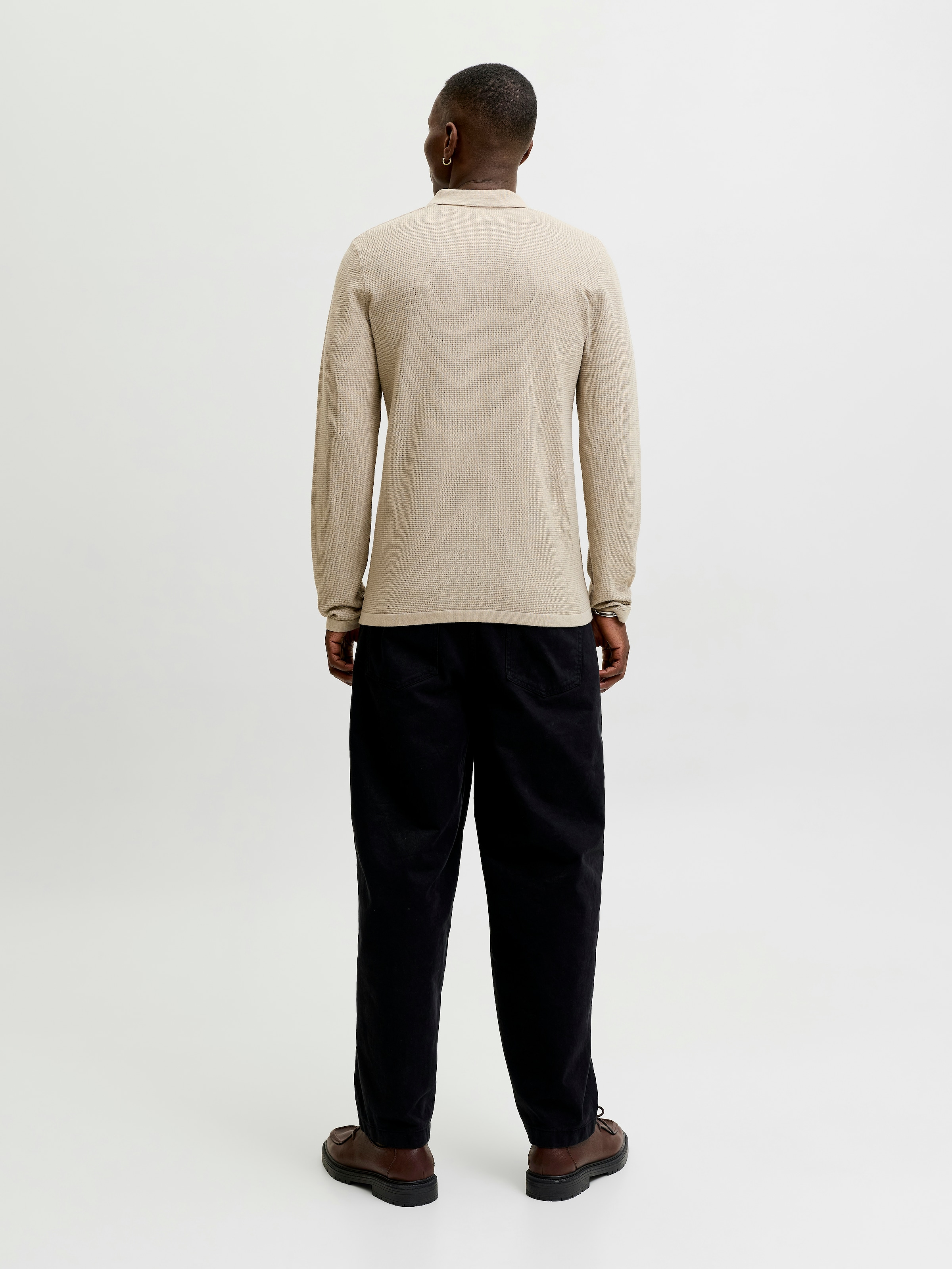 Jack & Jones Pull à col polo »JJEAUSTIN KNIT LS POLO SN« mélange coton, coupe régulière