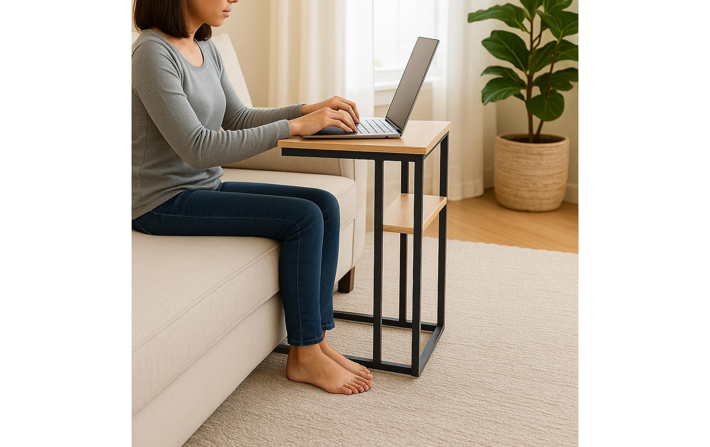 relaxdays Table d'appoint »in C-Form 60 x 40 cm«