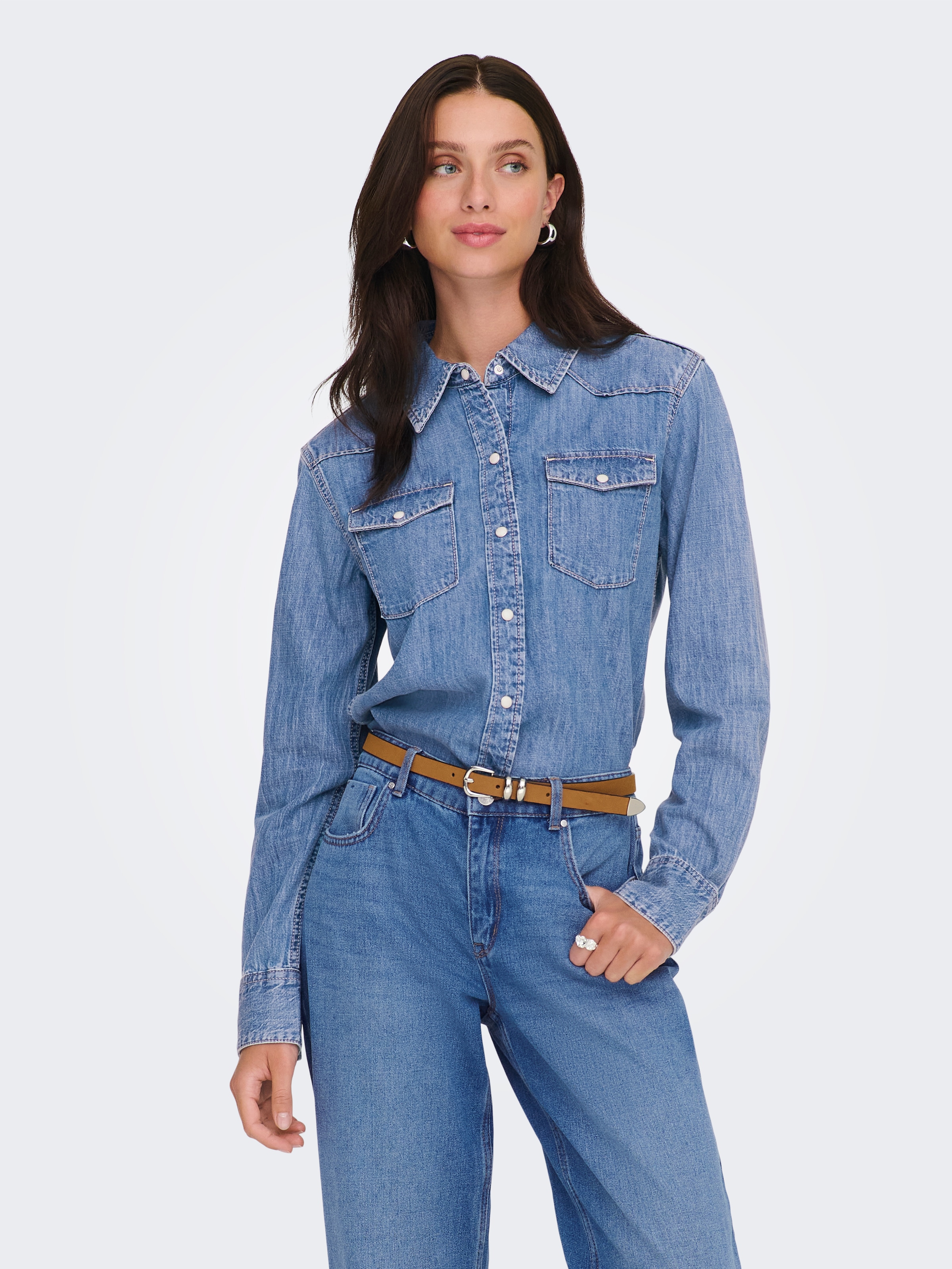 ONLY Jeansbluse »ONLCHARLIZE LS DNM SHIRT AKM NOOS« mit Brusttaschen